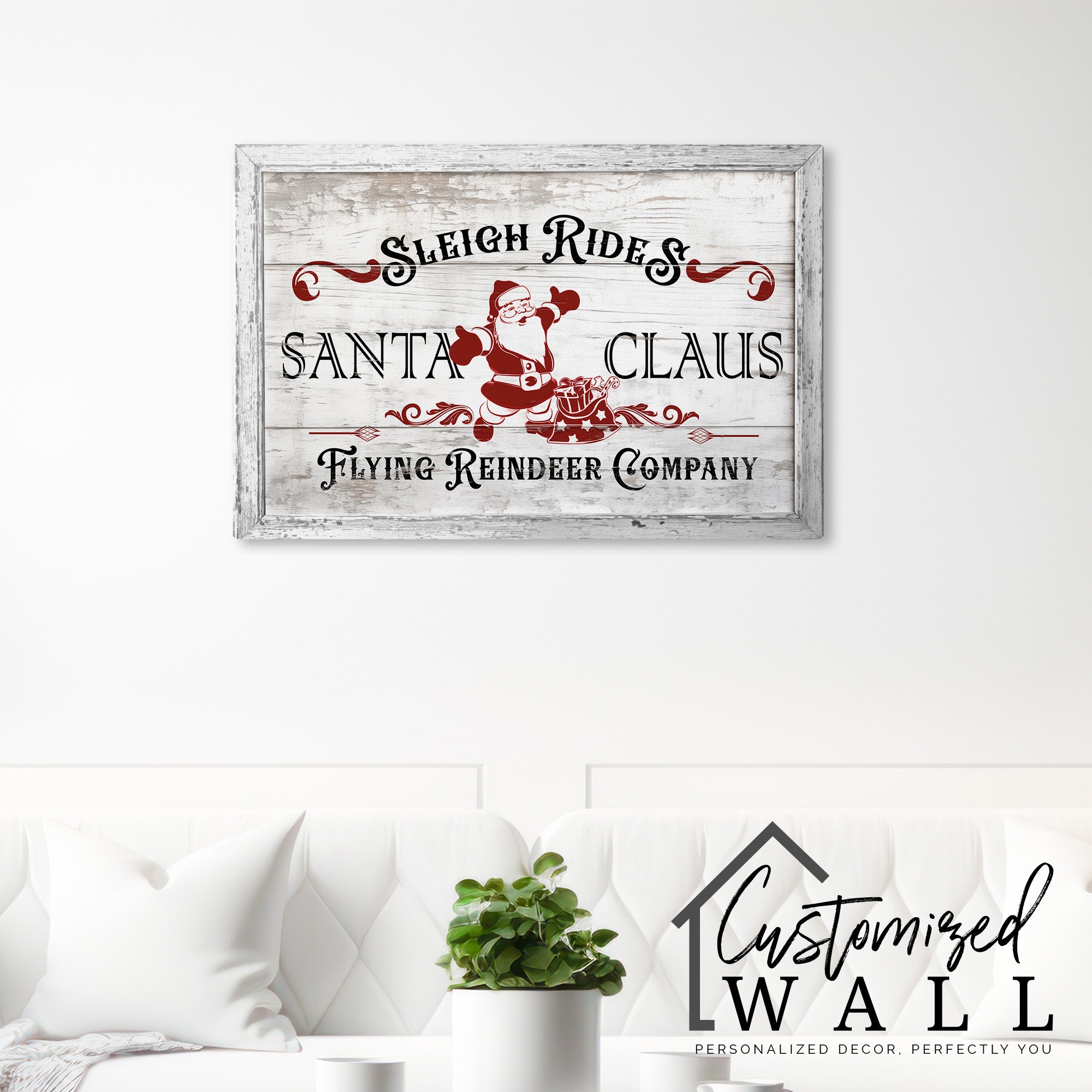 Personalized Santa Claus Sleigh Rides Canvas - Rustic Christmas Decor Wall Art - Perfect Handmade Gift for Holiday Enthusiasts - Image 7