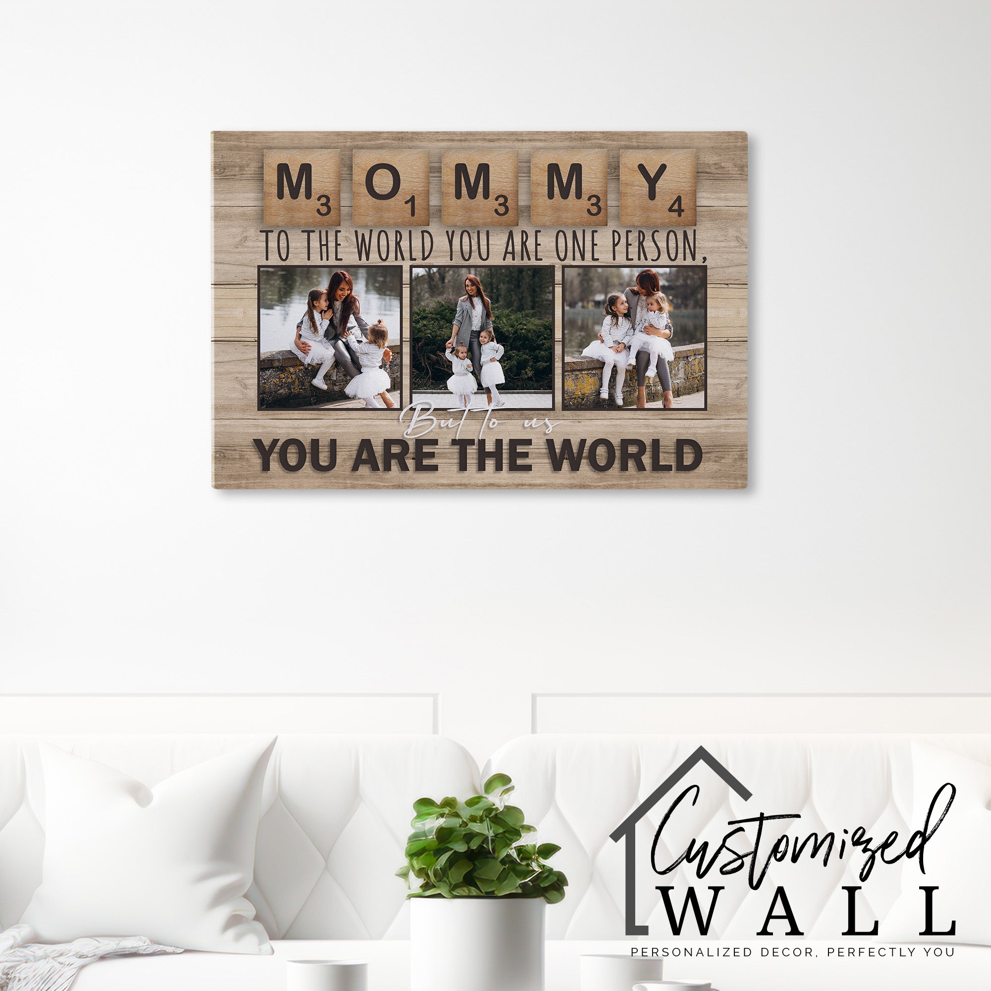 Customizable "You Are the World" Family Photo Wrapped Canvas – Perfect Personalized Gift for Mom on Mother's Day or Special Occasions - Image 7