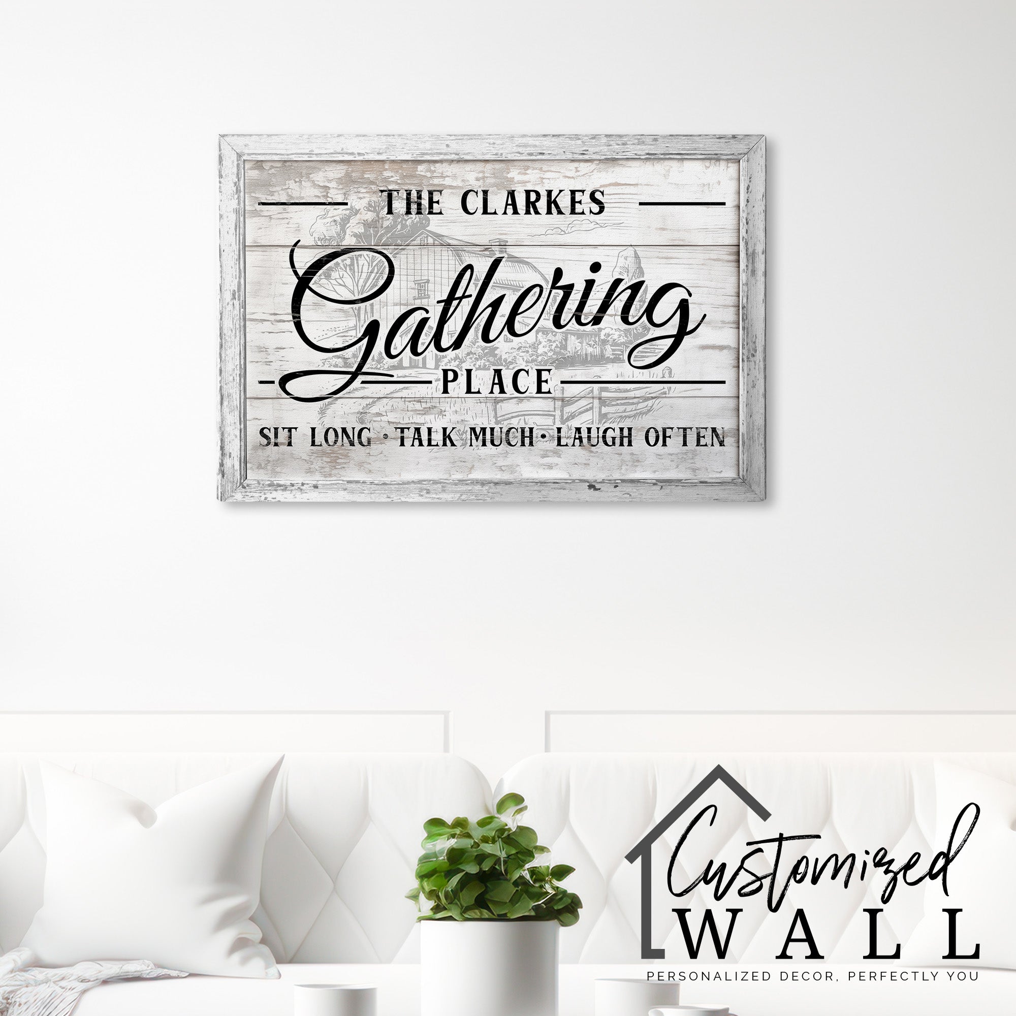 Personalized Family Gathering Place Canvas Sign – Rustic Farmhouse Decor for Heartfelt Gift Giving - Image 7