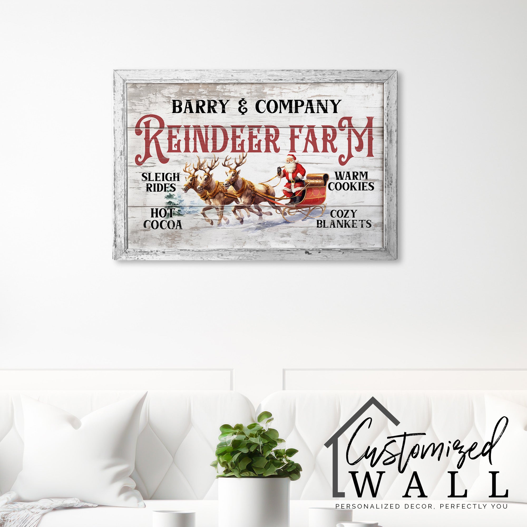 Personalized Rustic Christmas Reindeer Farm Wrapped Canvas - Cozy Holiday Decor with Sleigh Rides & Warm Cookies - Image 7