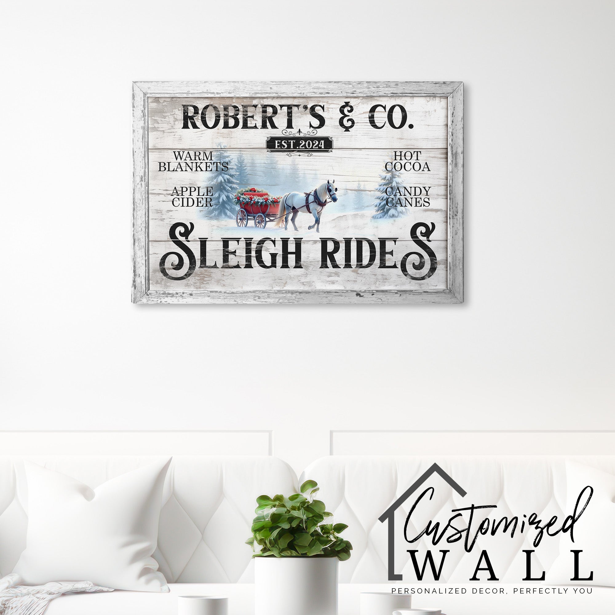Personalized Rustic Sleigh Rides Canvas Art – Custom Family Name & Est. Year, Perfect Holiday Decor & Gift for Winter Wonderland Lovers - Image 7