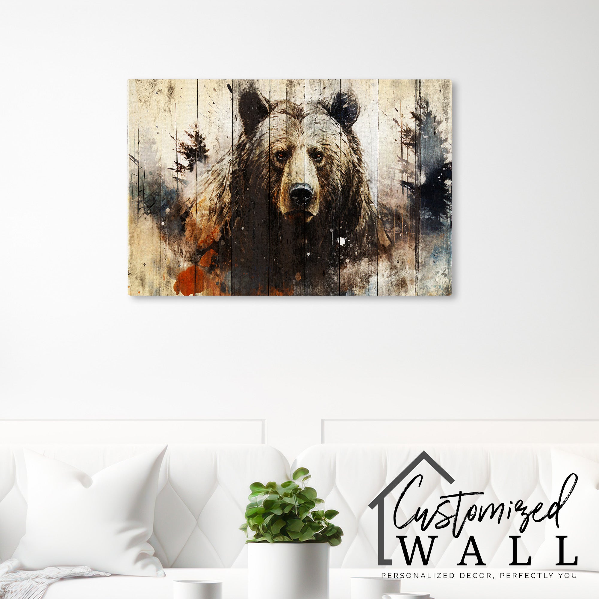 Personalized Handcrafted Bear Art Wrapped Canvas – Rustic Wildlife Decor for Nature Lovers & Unique Gifts - Image 7