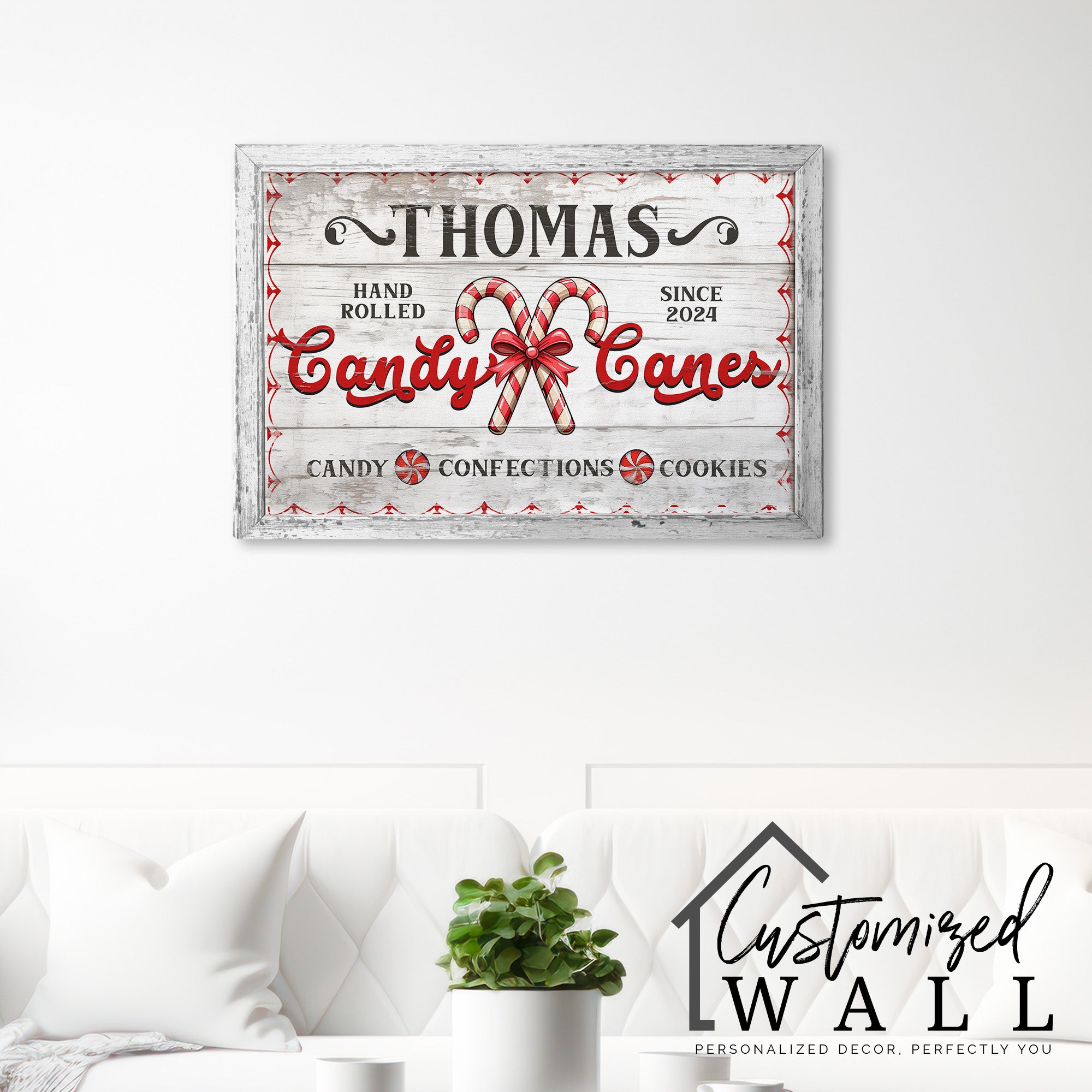 Personalized Handcrafted Candy Cane Christmas Wall Art - Custom Family Name Sign for Holiday Decor Gift - Image 7