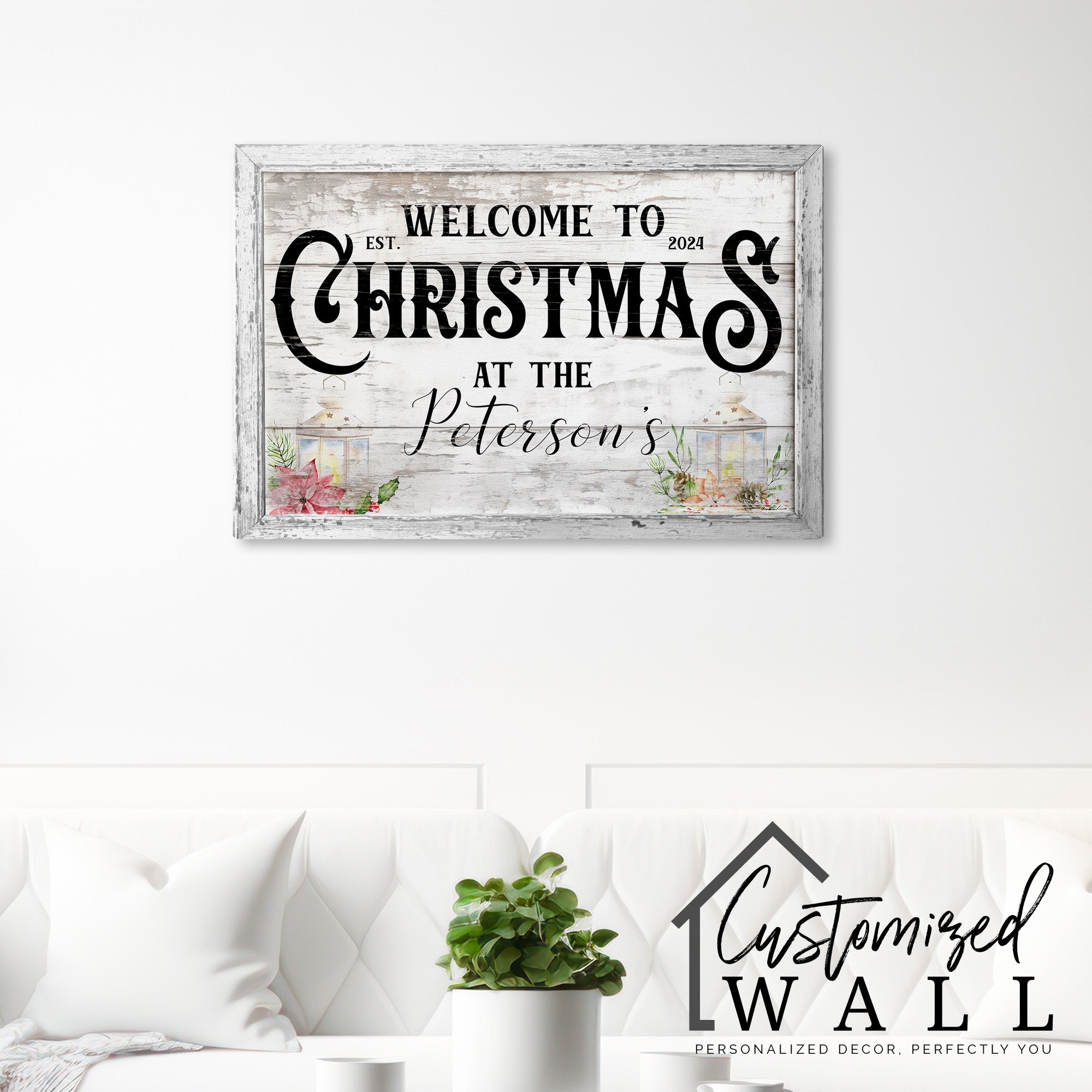 Personalized Rustic Christmas Canvas Sign for Family Holiday Decor – Customizable Name, Year, and Festive Design - Image 7