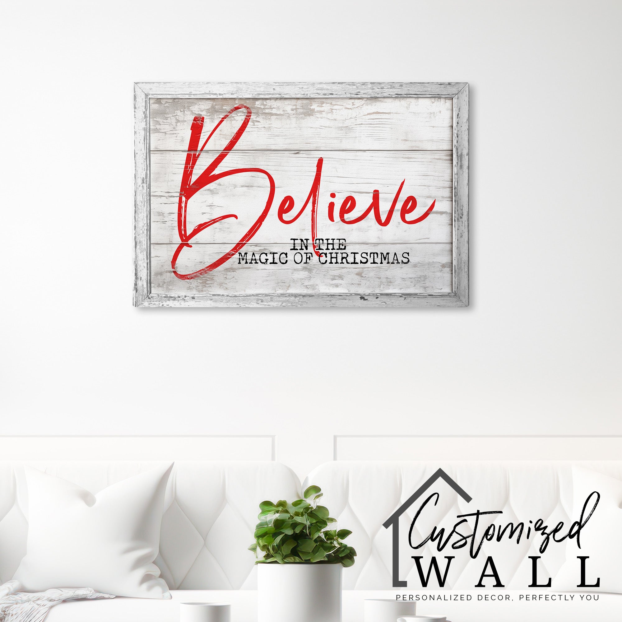 Personalized "Believe in the Magic of Christmas" Rustic Canvas Wall Art – Custom Holiday Decor for Seasonal Charm - Image 7