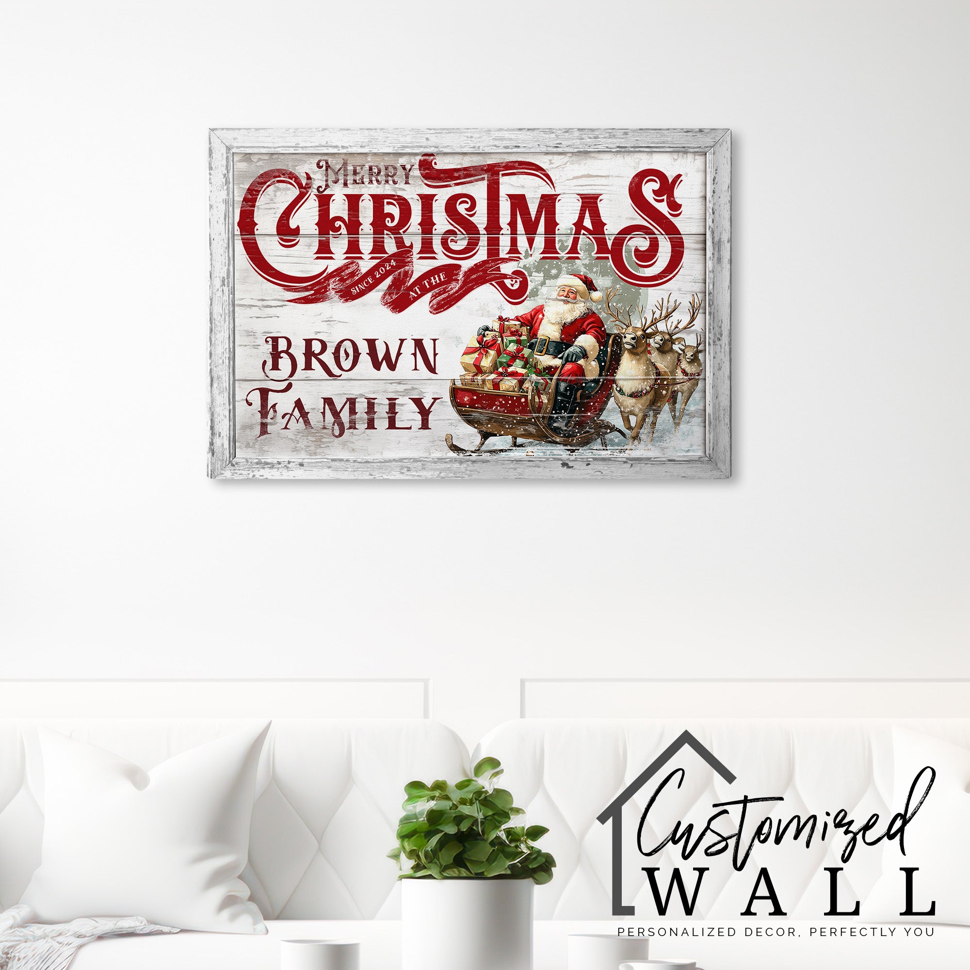 Personalized Christmas Canvas with Santa Sleigh - Custom Family Name Holiday Decor - Image 7