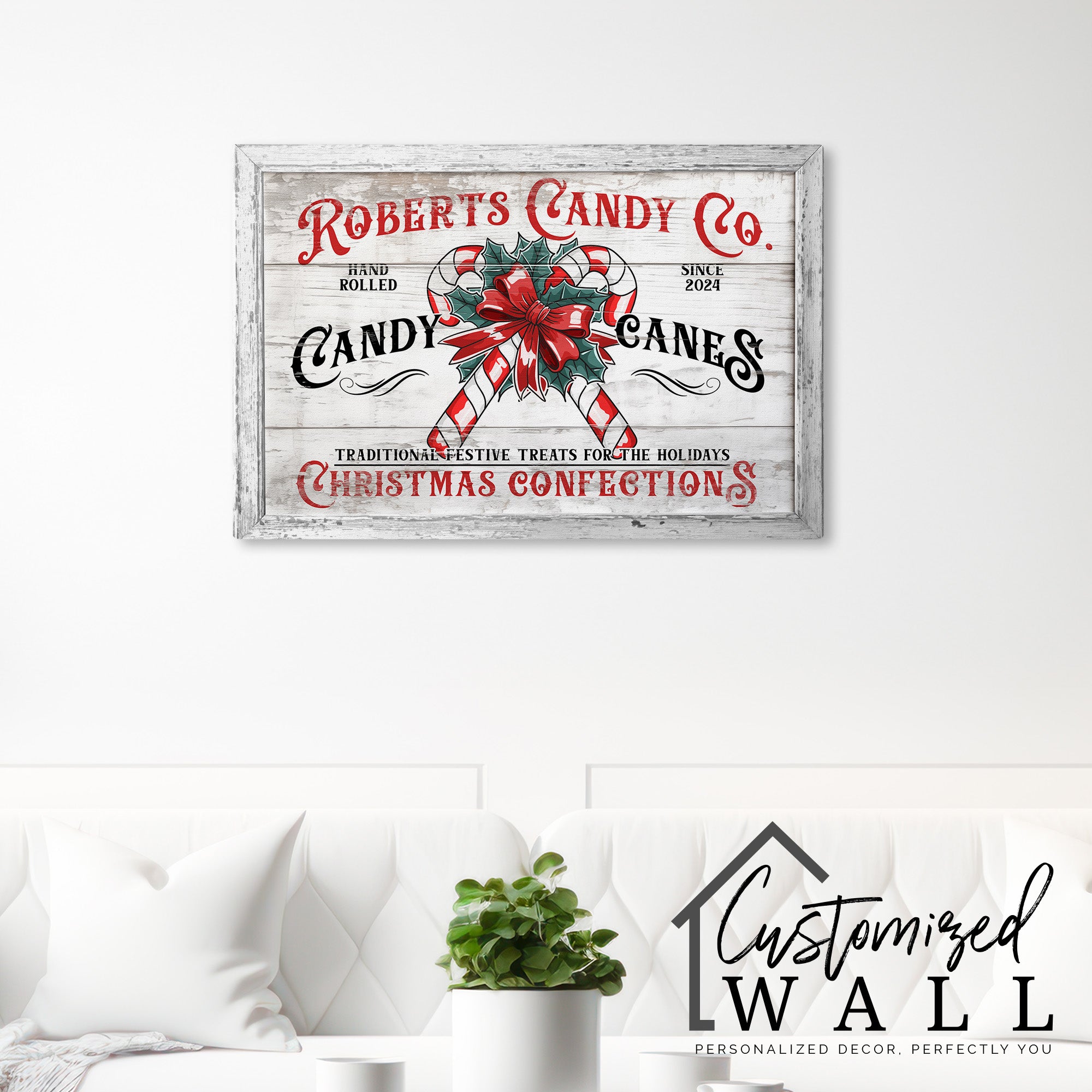 Personalized Rustic Candy Cane Wrapped Canvas Wall Art - Handcrafted Christmas Decor for Holiday Gift-Giving - Image 7