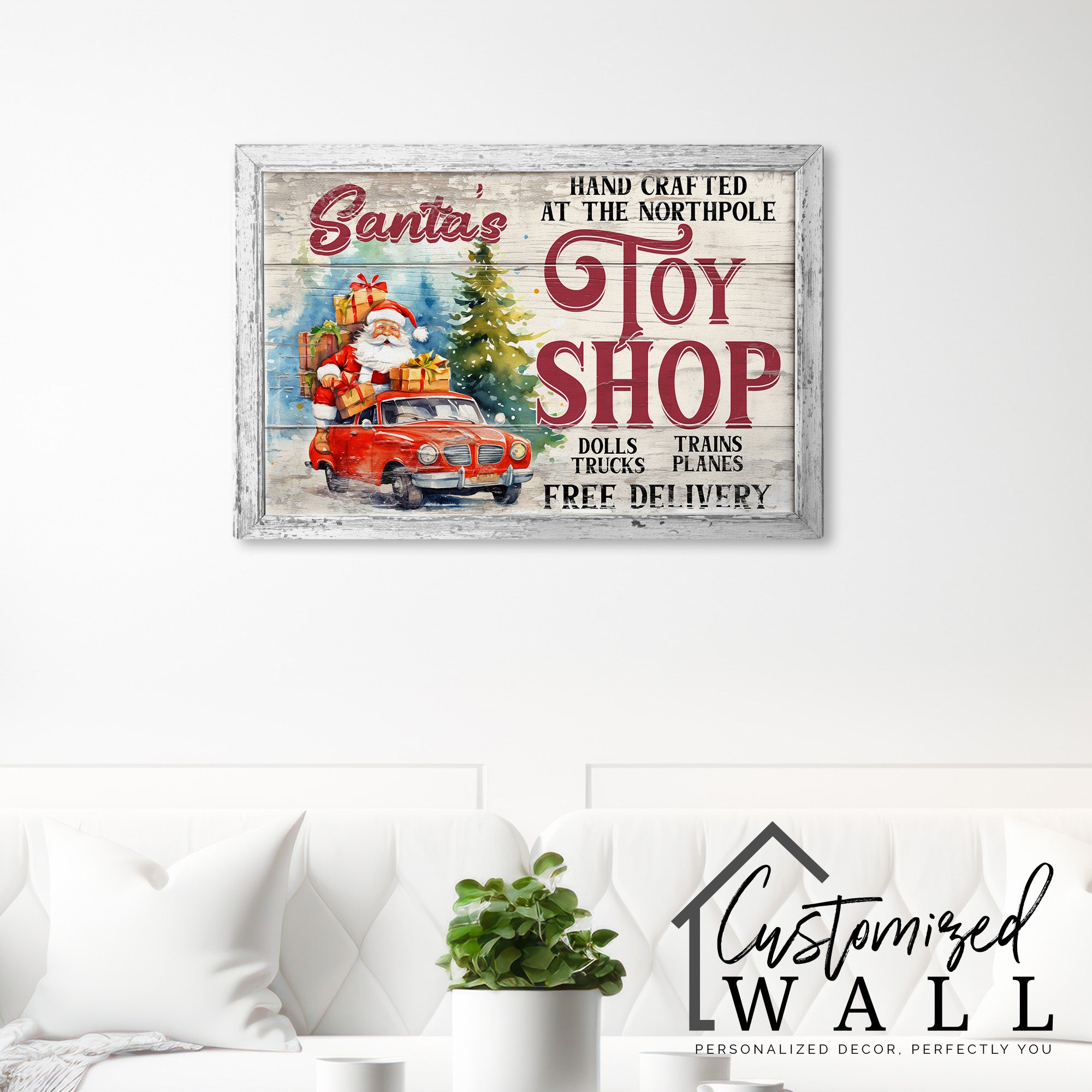 Personalized Santa’s Toy Shop Wrapped Canvas - Handcrafted Christmas Decor with Free Delivery Option - Image 7
