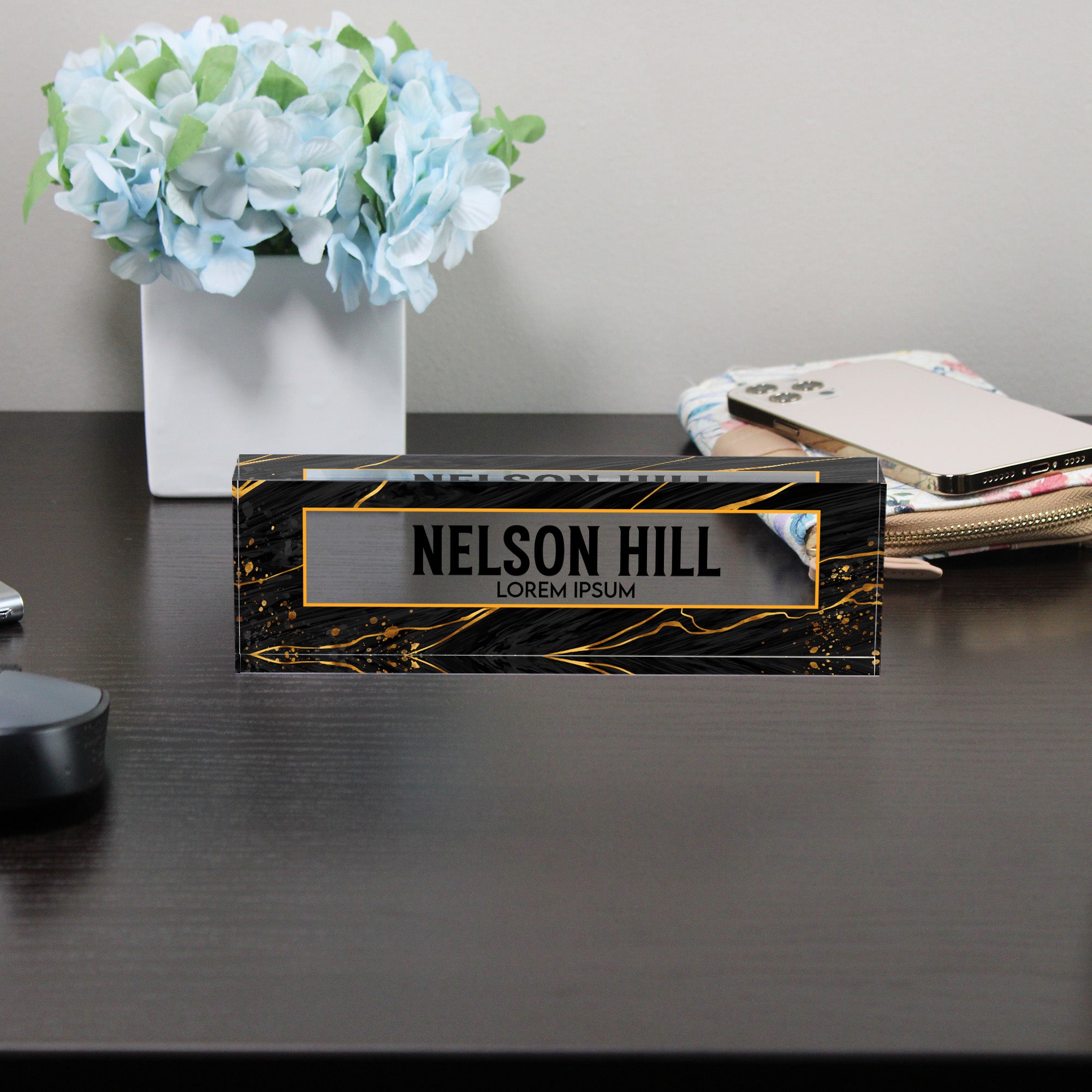 Personalized Marble Acrylic Desk Block - Luxurious Black and Gold Nameplate, Perfect Custom Gift for Offices, Birthdays, and Special Occasions - Image 8