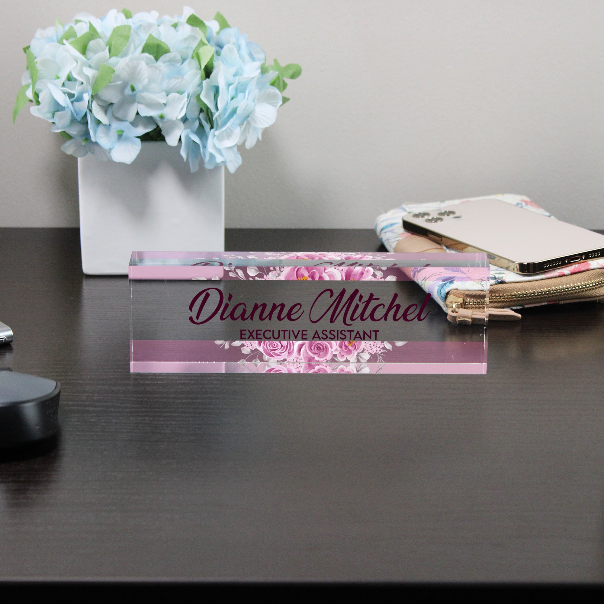 Personalized Executive Assistant Acrylic Desk Block - Elegant Floral Design for Custom Office Decor and Unique Gift Giving - Image 8