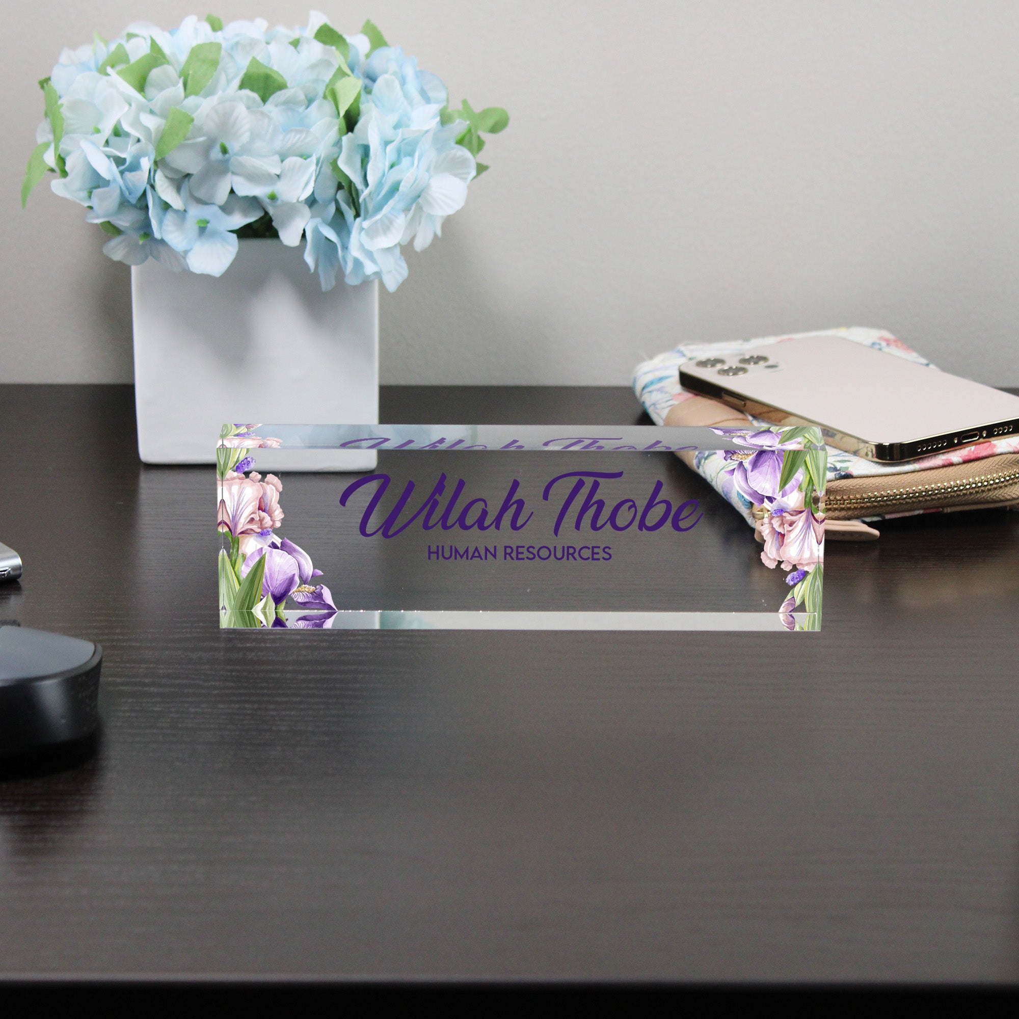 Personalized Floral Acrylic Desk Name Block - Custom Handcrafted Office Decor for HR Professionals - Image 8