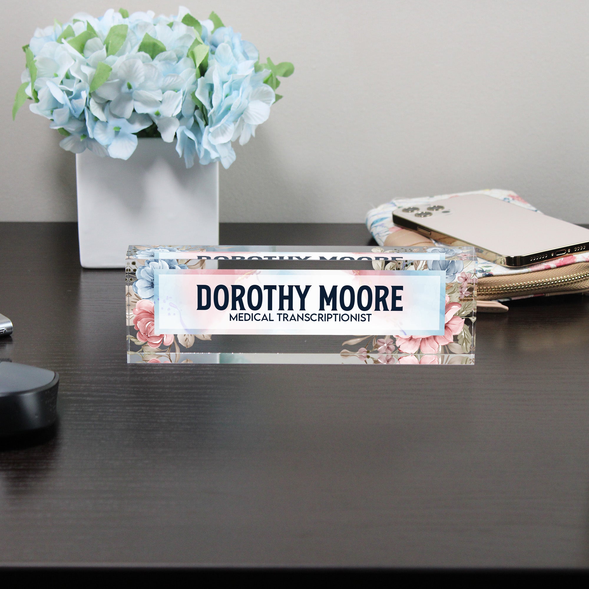 Personalized Floral Acrylic Desk Name Block - Elegant Custom Nameplate for Professionals and Thoughtful Gifts - Image 8
