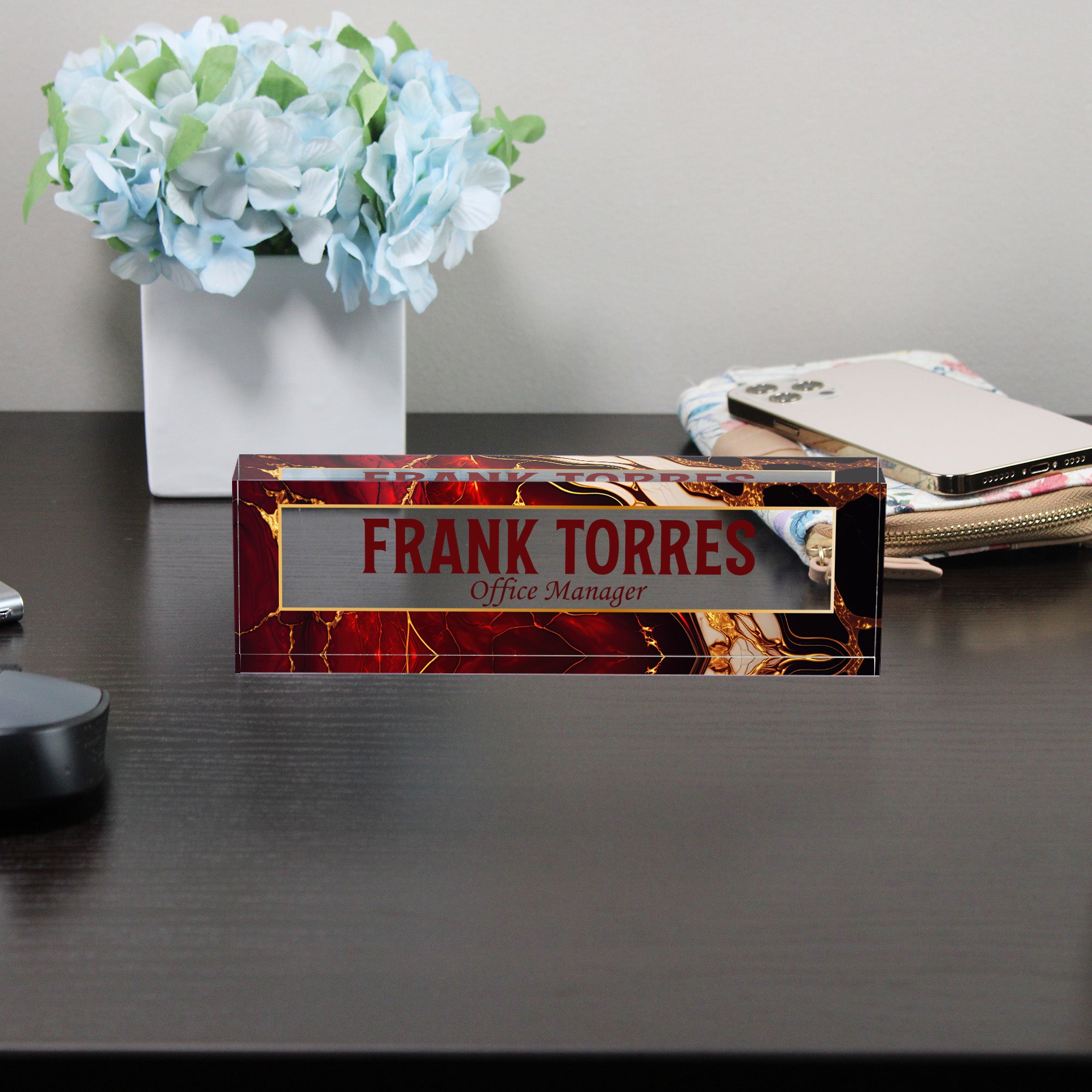 Personalized Office Manager Acrylic Desk Block with Elegant Marble Design - Perfect Custom Gift for Professional Spaces - Image 8