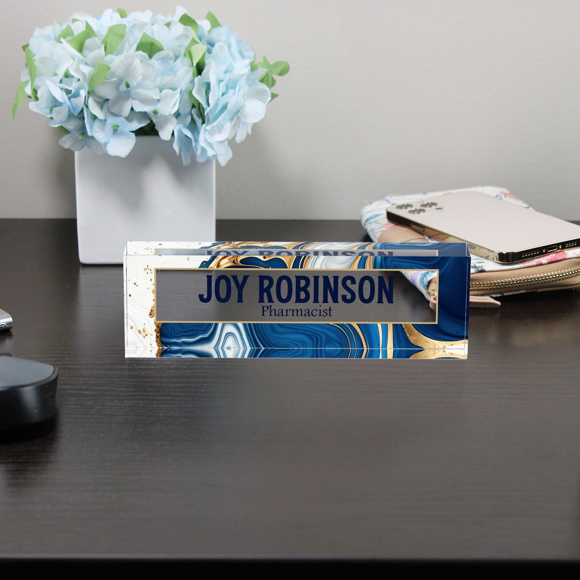 Personalized Acrylic Desk Name Plate - Custom Marbled Design for Professionals, Elegant Gift for Pharmacists and Office Decor - Image 8
