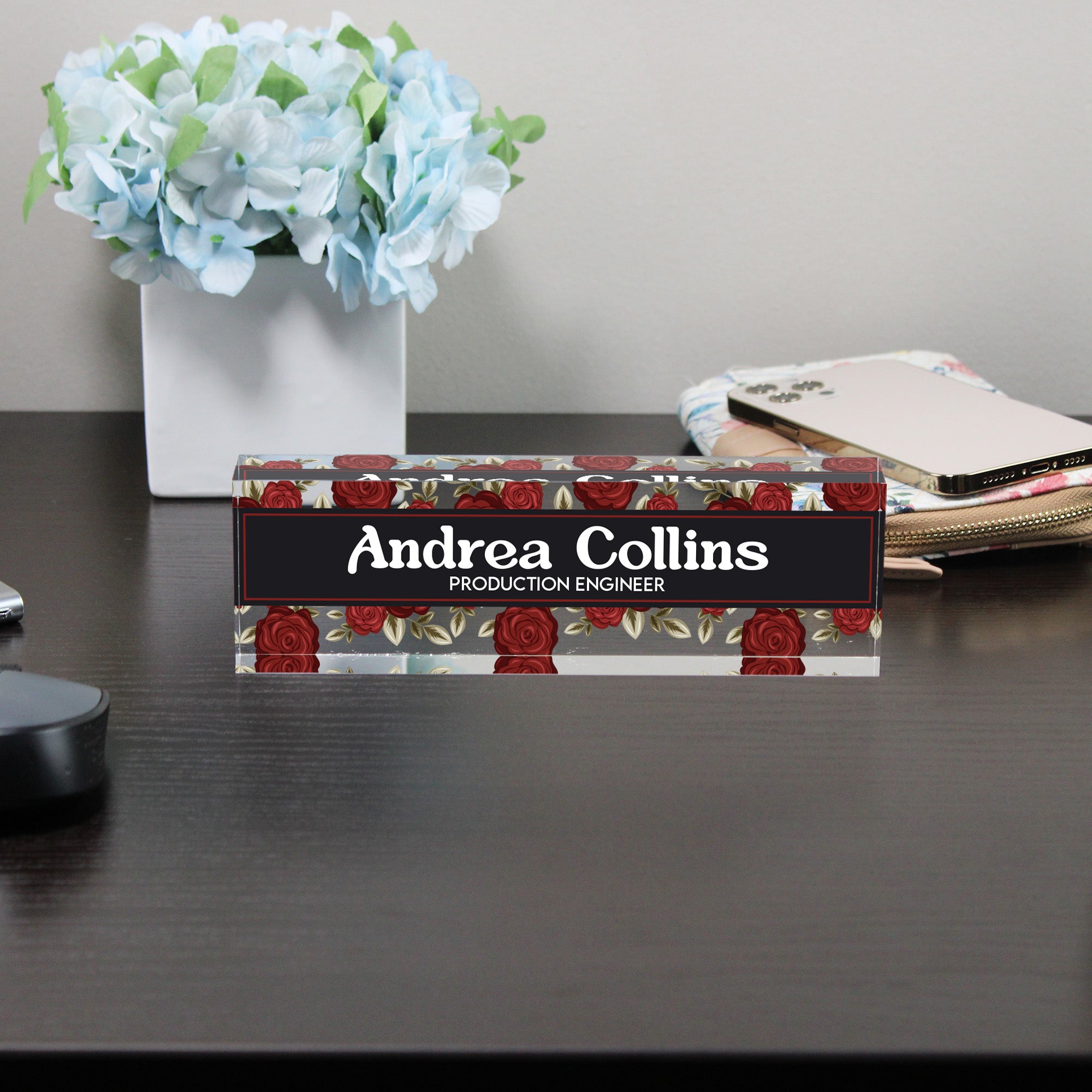 Personalized Acrylic Desk Name Plate - Elegant Rose Design for Office Professional - Perfect Gift for Engineers - Image 8