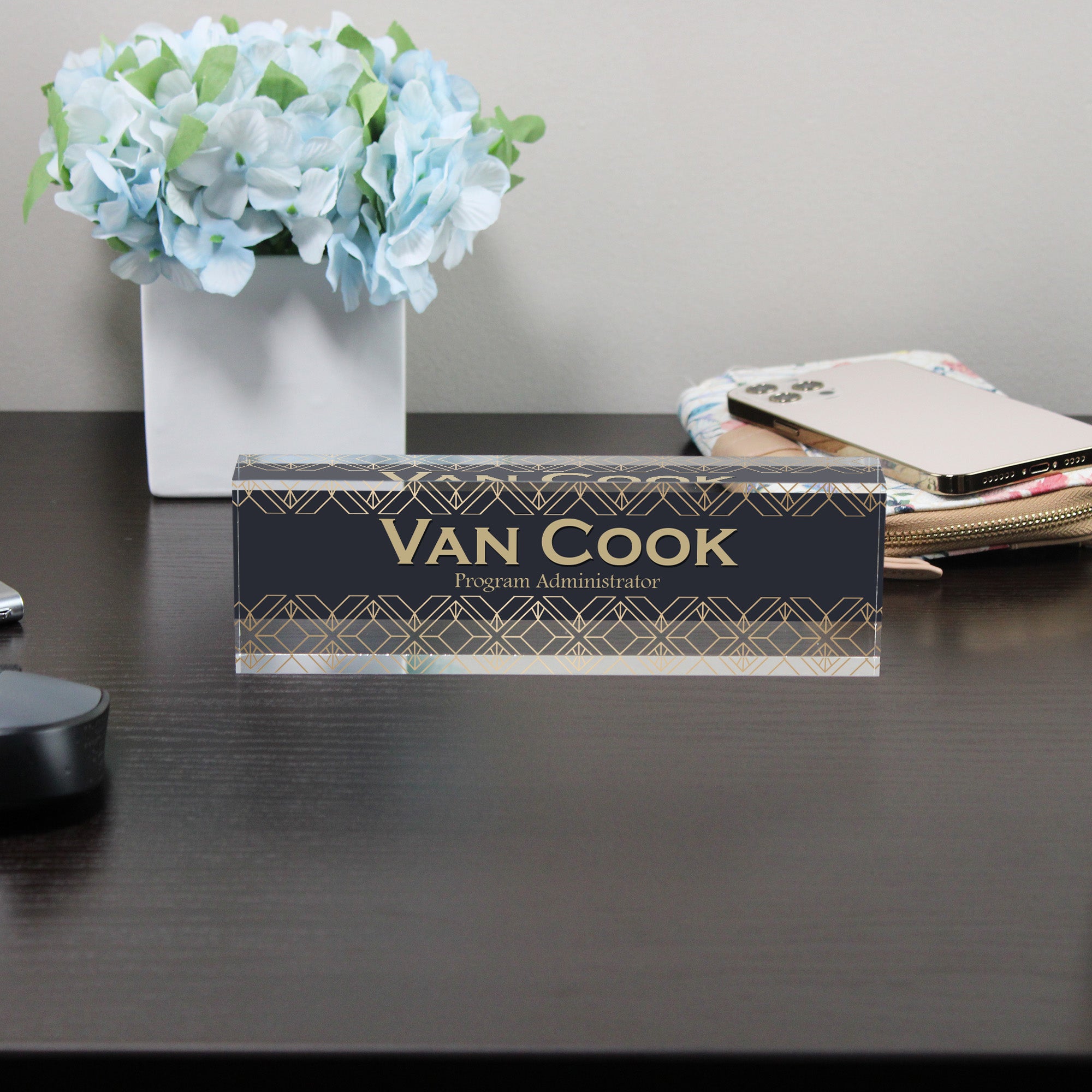 Personalized Art Deco Acrylic Desk Name Block - Custom Engraved Gift for Executives & Professionals - Image 8