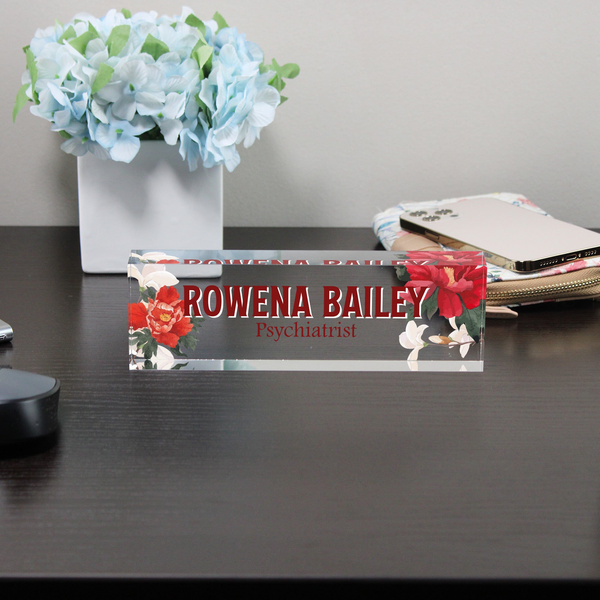Personalized Acrylic Desk Name Block with Floral Design – Perfect Custom Gift for Psychiatrists and Professionals - Image 8
