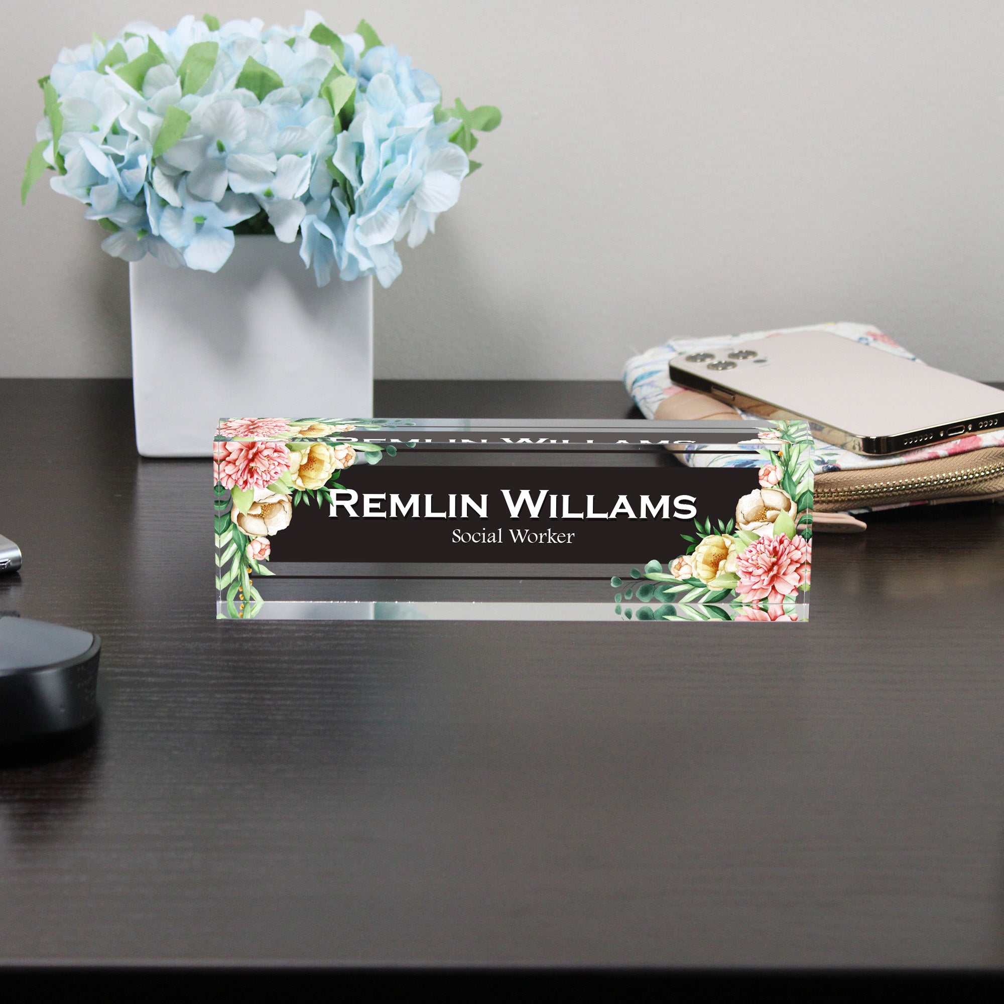 Personalized Floral Acrylic Desk Block for Social Workers – Custom Name Plaque, Perfect Gift for Office Decor - Image 8