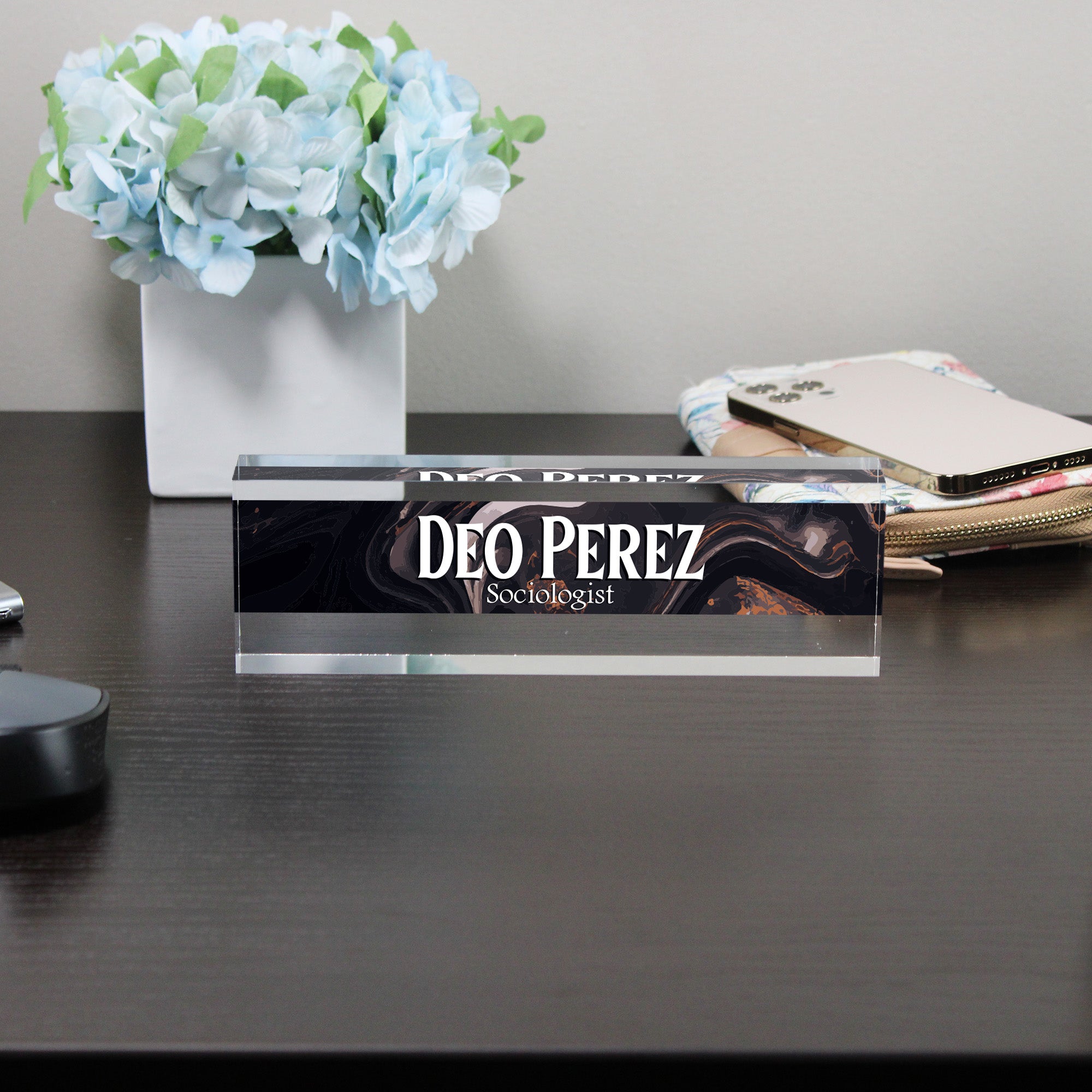 Personalized Acrylic Desk Block - Custom Name Plaque for Professionals - Elegant Marbled Design with Engraved Text - Image 8