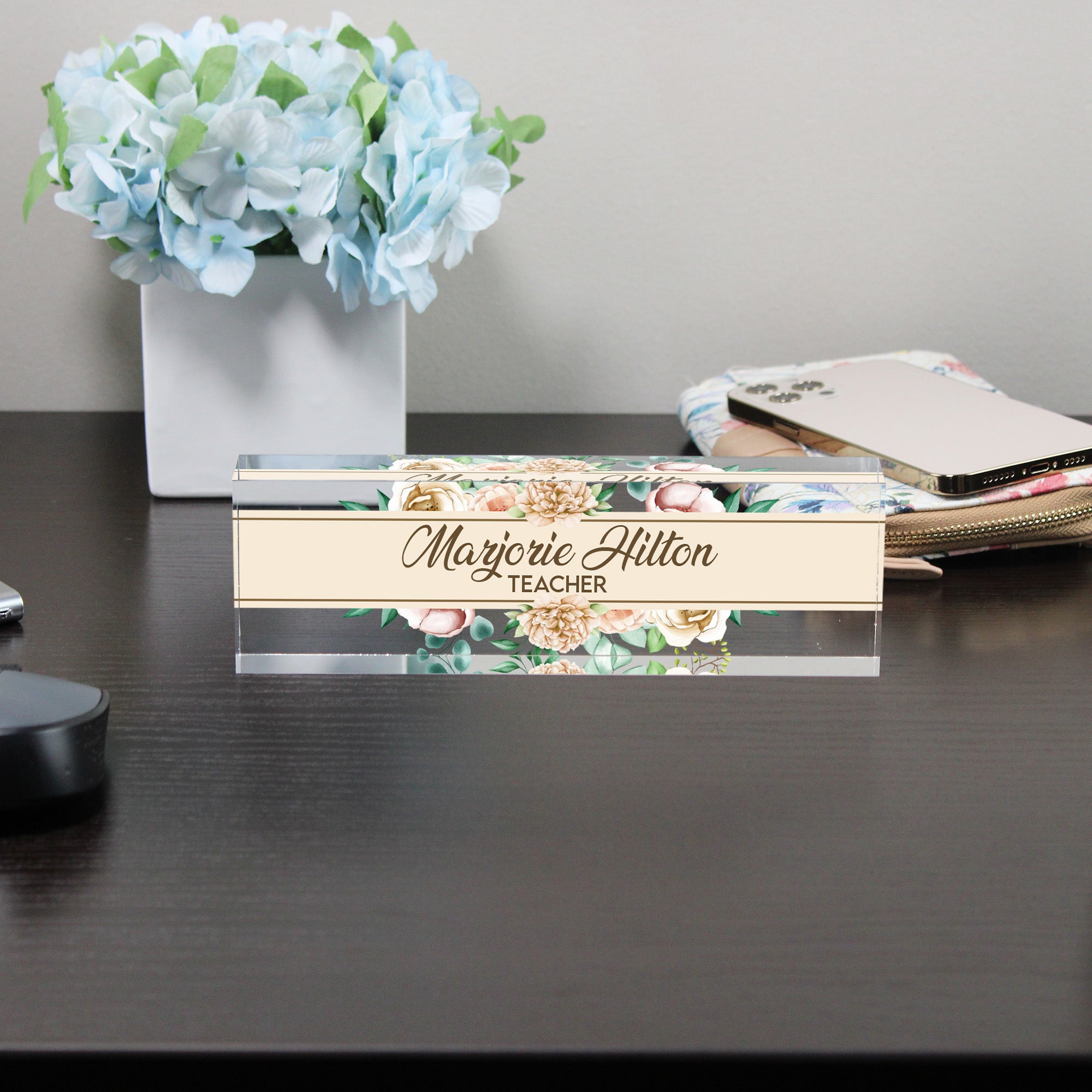 Custom Floral Acrylic Desk Name Plate - Personalized Teacher Gift with Elegant Bloom Design - Image 8