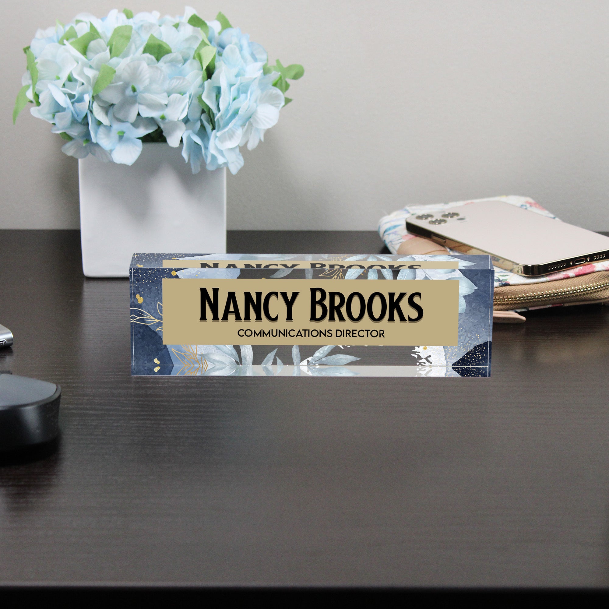 Personalized Acrylic Desk Block Nameplate with Elegant Floral Design - Perfect for Office Decor and Gift Giving - Image 8