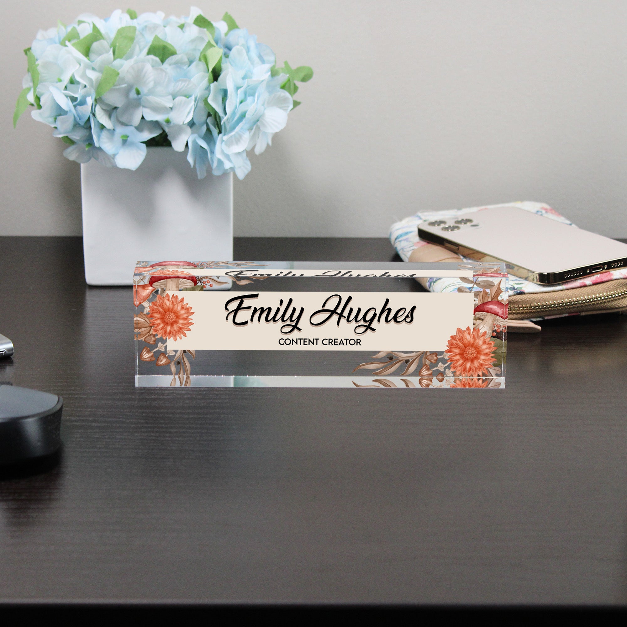 Personalized Floral Acrylic Desk Name Block - Custom Handmade Gift for Content Creators - Image 8