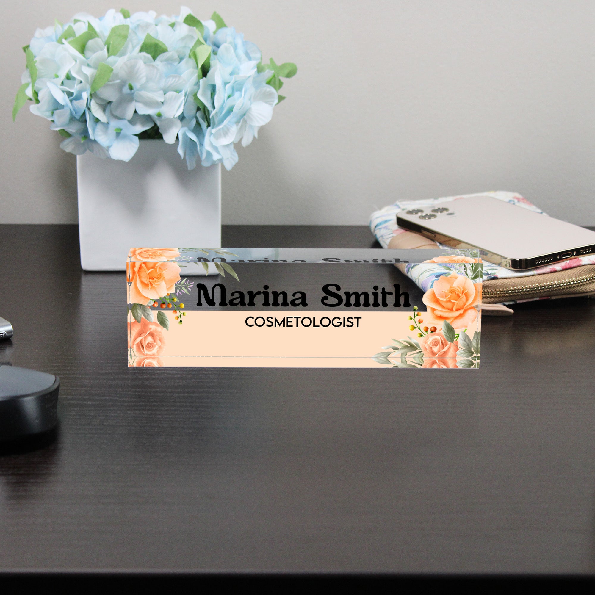Personalized Floral Acrylic Desk Block - Custom Nameplate for Cosmetologist - Unique Handmade Gift for Beauty Professionals - Image 8