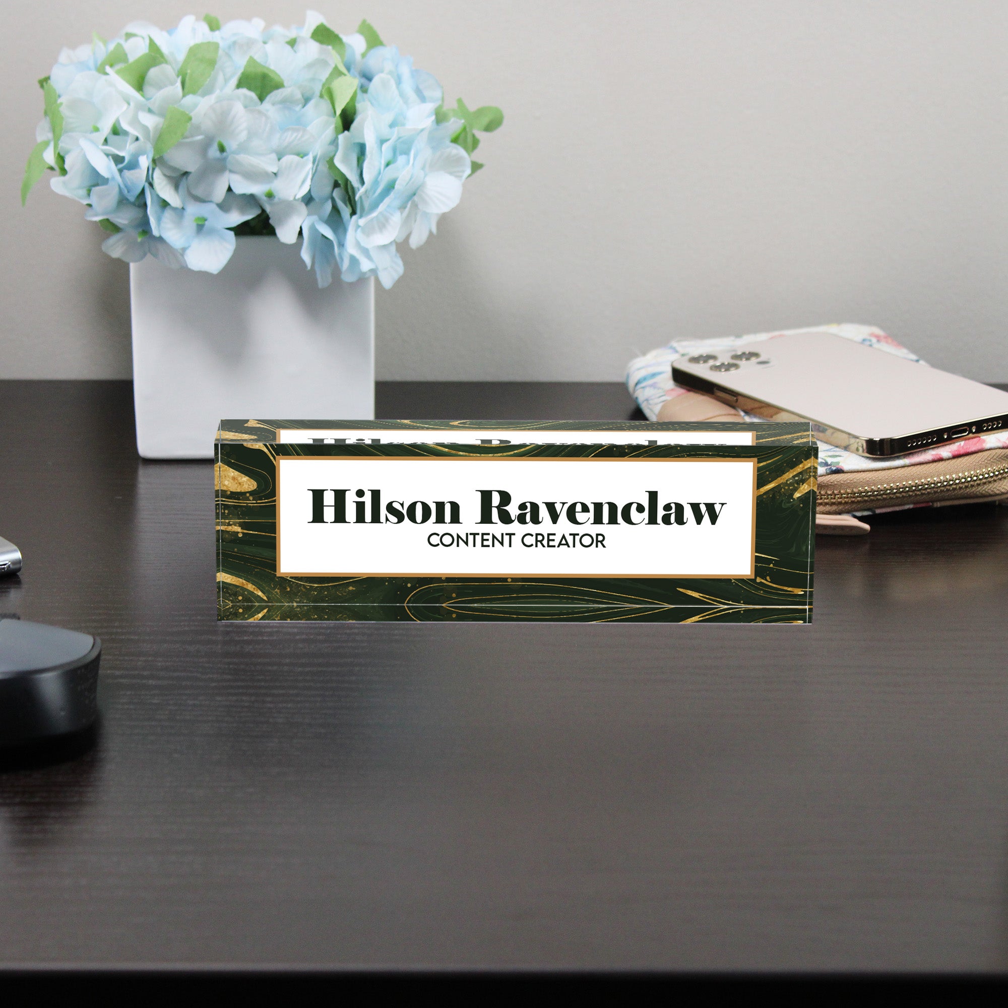 Personalized Acrylic Desk Name Block with Elegant Marble Design – Perfect Custom Gift for Content Creators - Image 8
