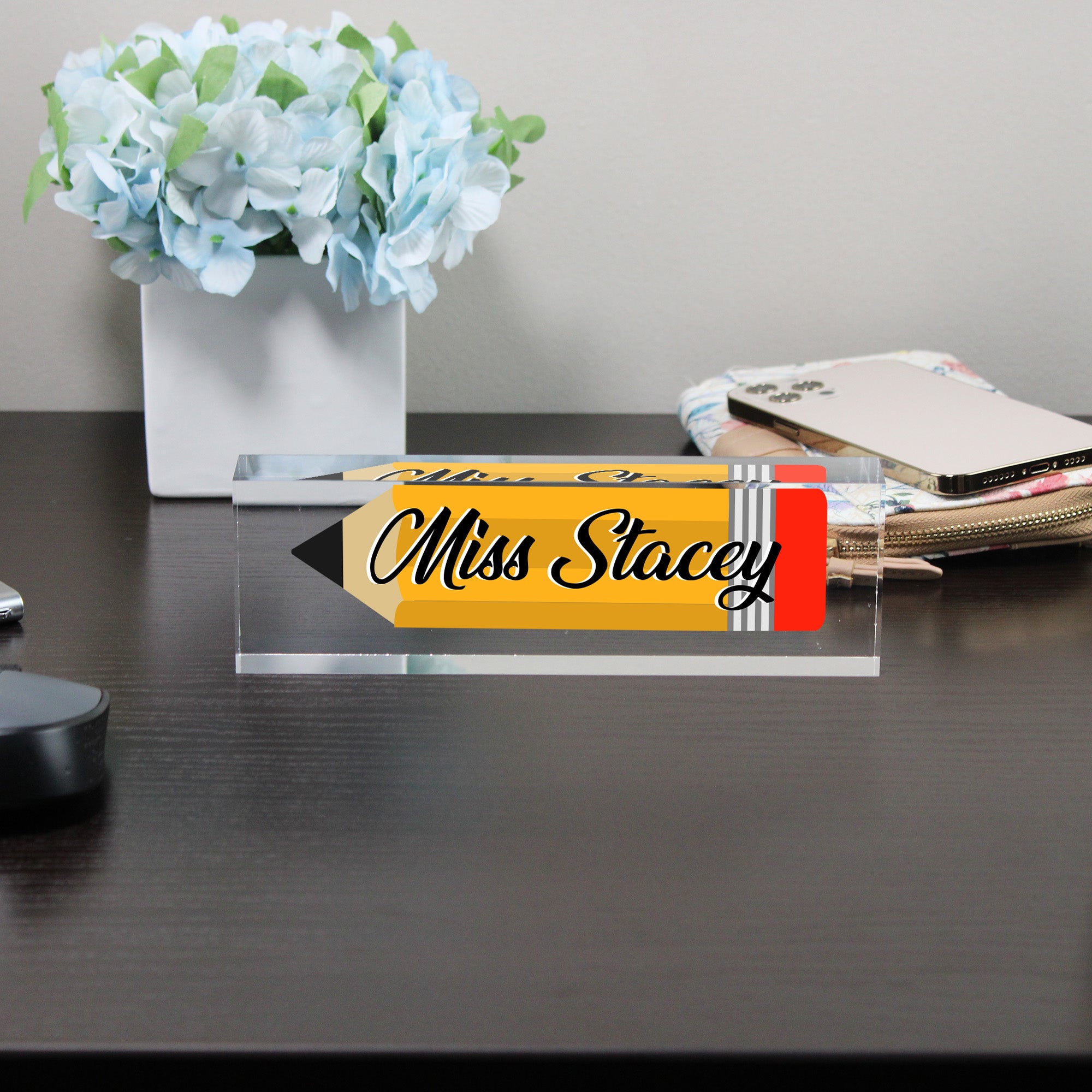 Personalized Teacher Acrylic Desk Block Nameplate - Custom Pencil Design - Perfect Gift for Educators, Teachers, and Mentors - Image 8
