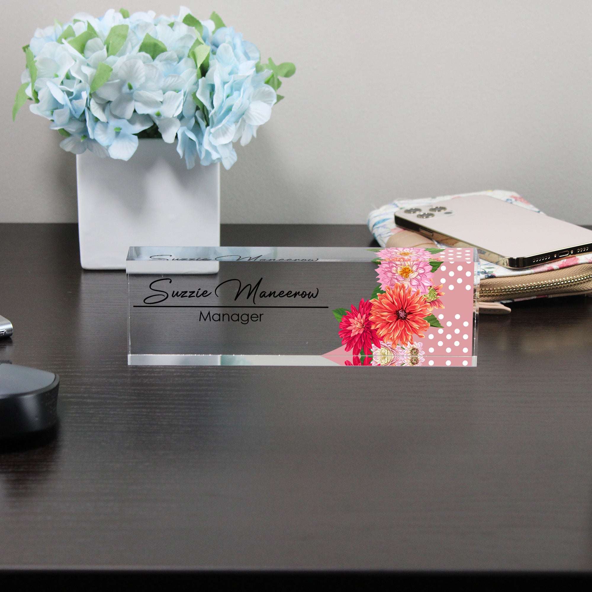 Personalized Floral Acrylic Desk Name Plate - Custom Manager Title with Elegant Flower Design, Perfect for Office Décor and Gifts - Image 8