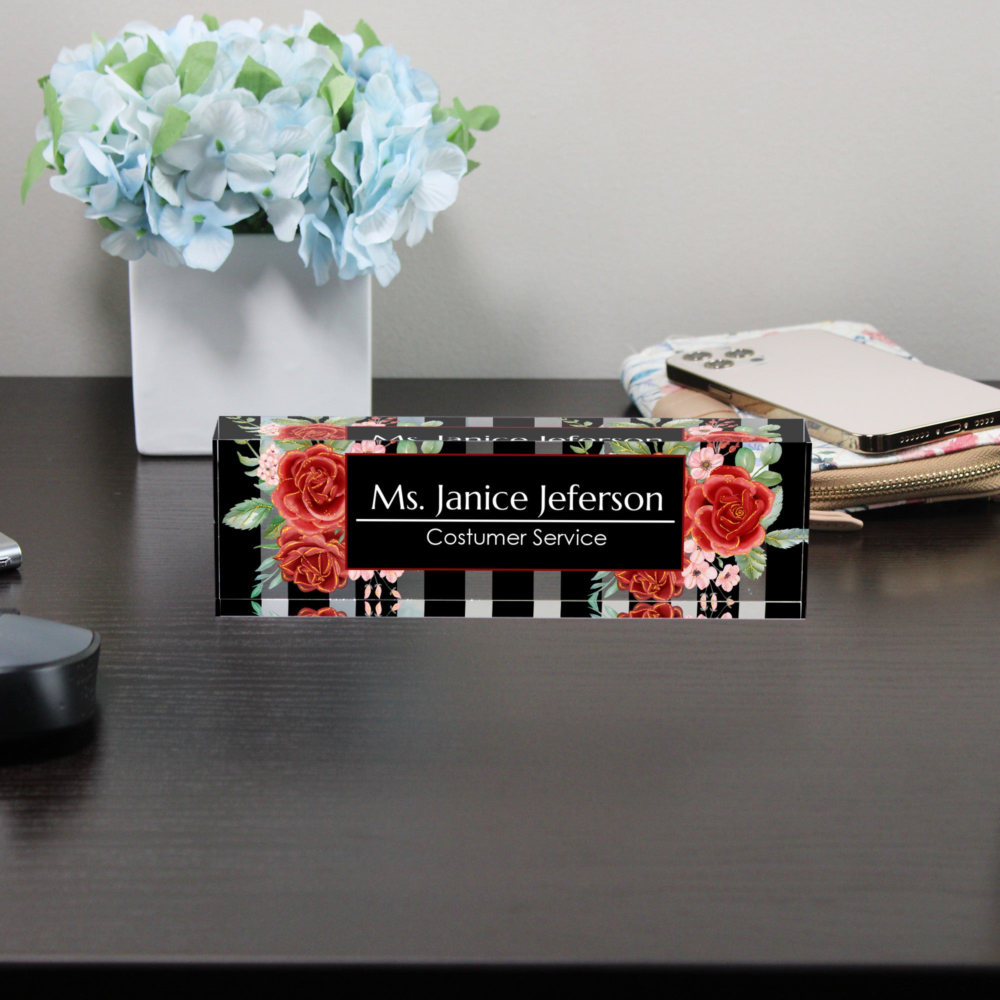 Elegant Personalized Acrylic Desk Block with Floral Design for Custom Service Professionals - Perfect Gift for Office Décor - Image 8