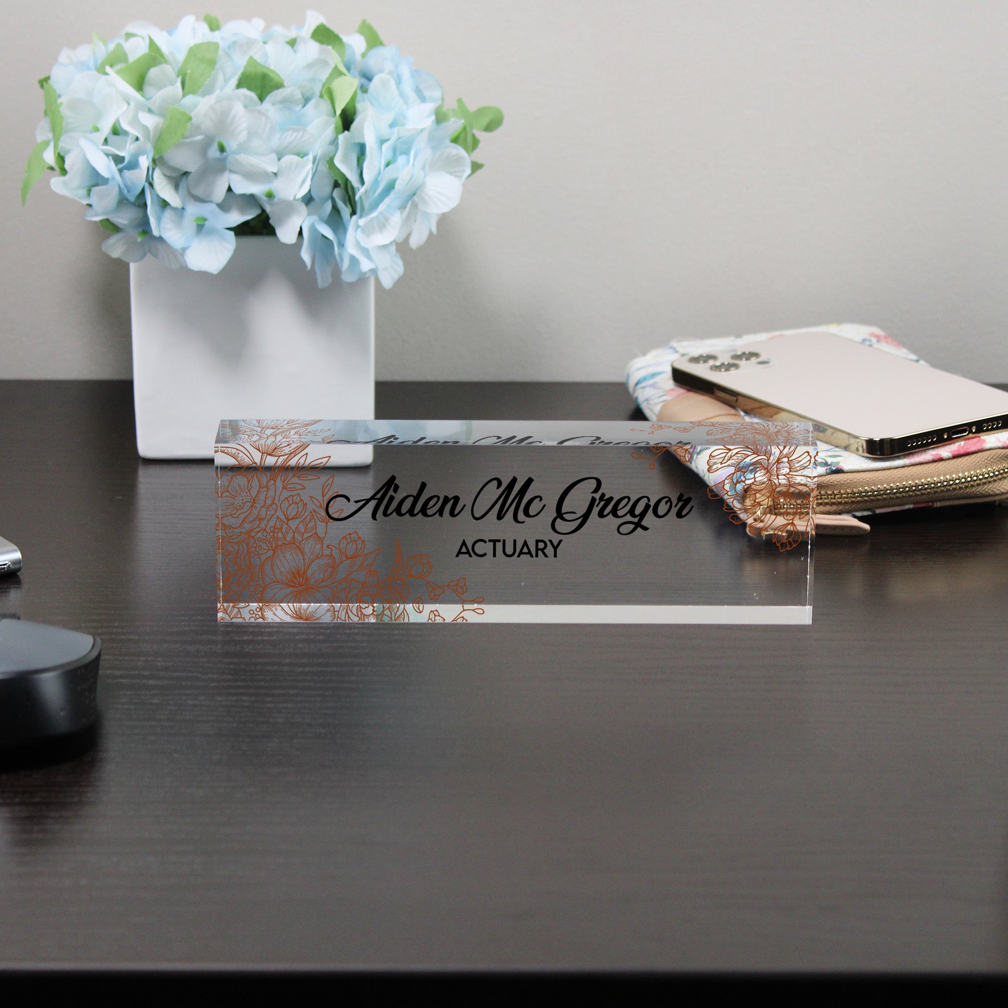 Elegant Personalized Acrylic Desk Block with Floral Engraving - Perfect Custom Gift for Professionals - Image 8