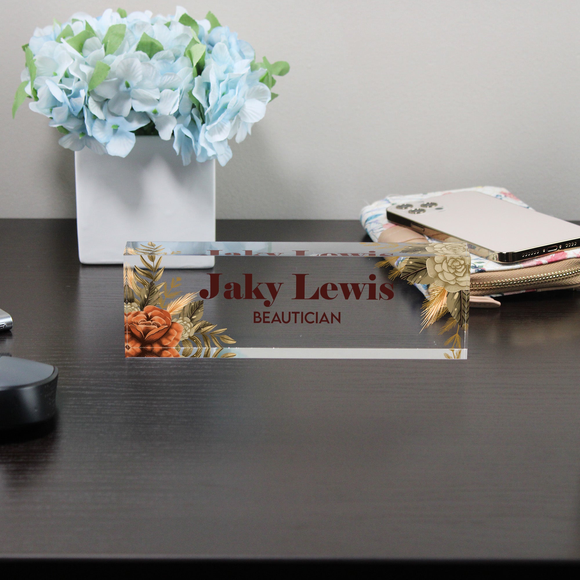 Personalized Acrylic Desk Name Plate with Floral Design – Custom Handmade Beautician Desk Decor for Professional & Gift Giving - Image 8