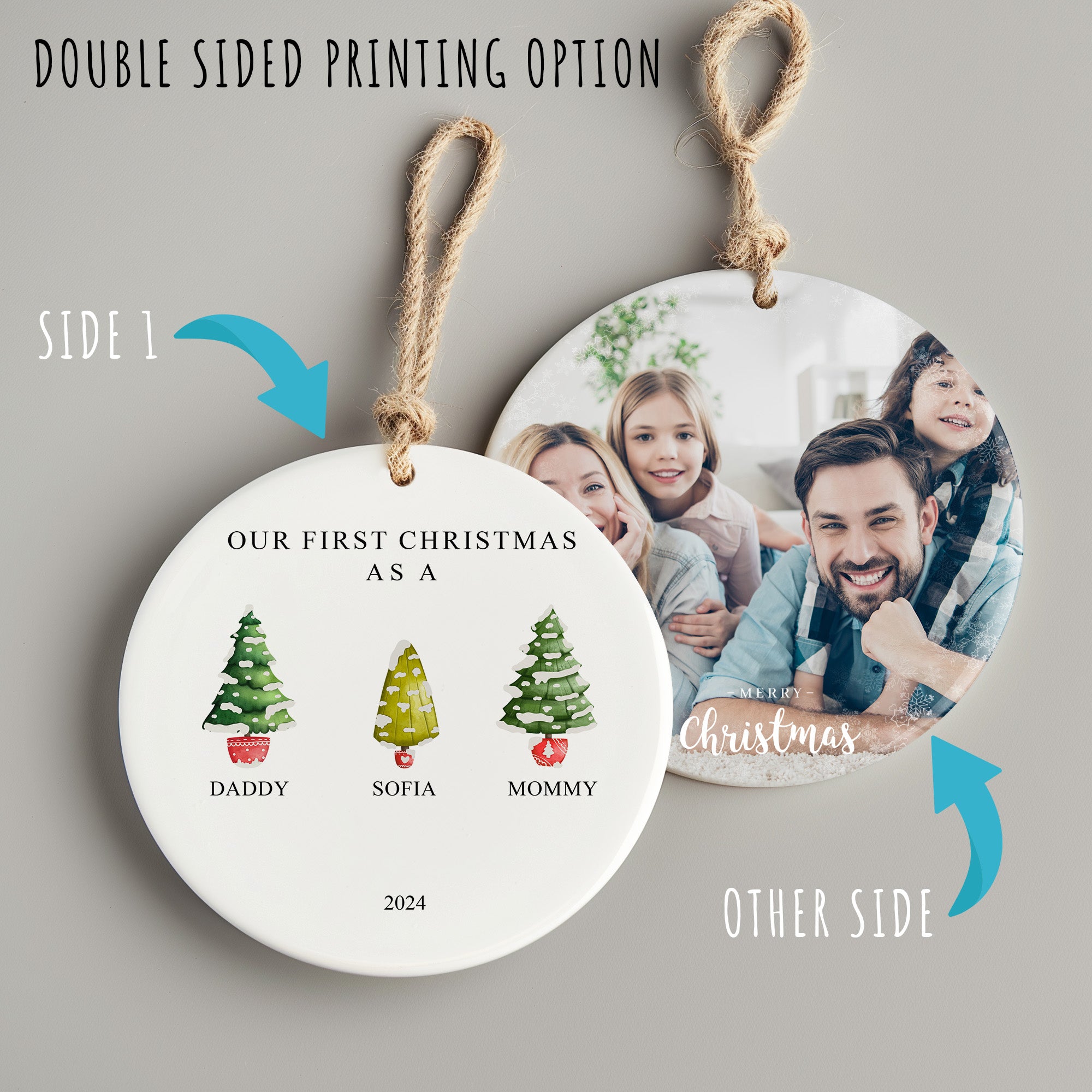 Personalized Family Christmas Ornament 2024 – Custom Ceramic Decoration for New Parents and Baby's First Holiday - Image 8