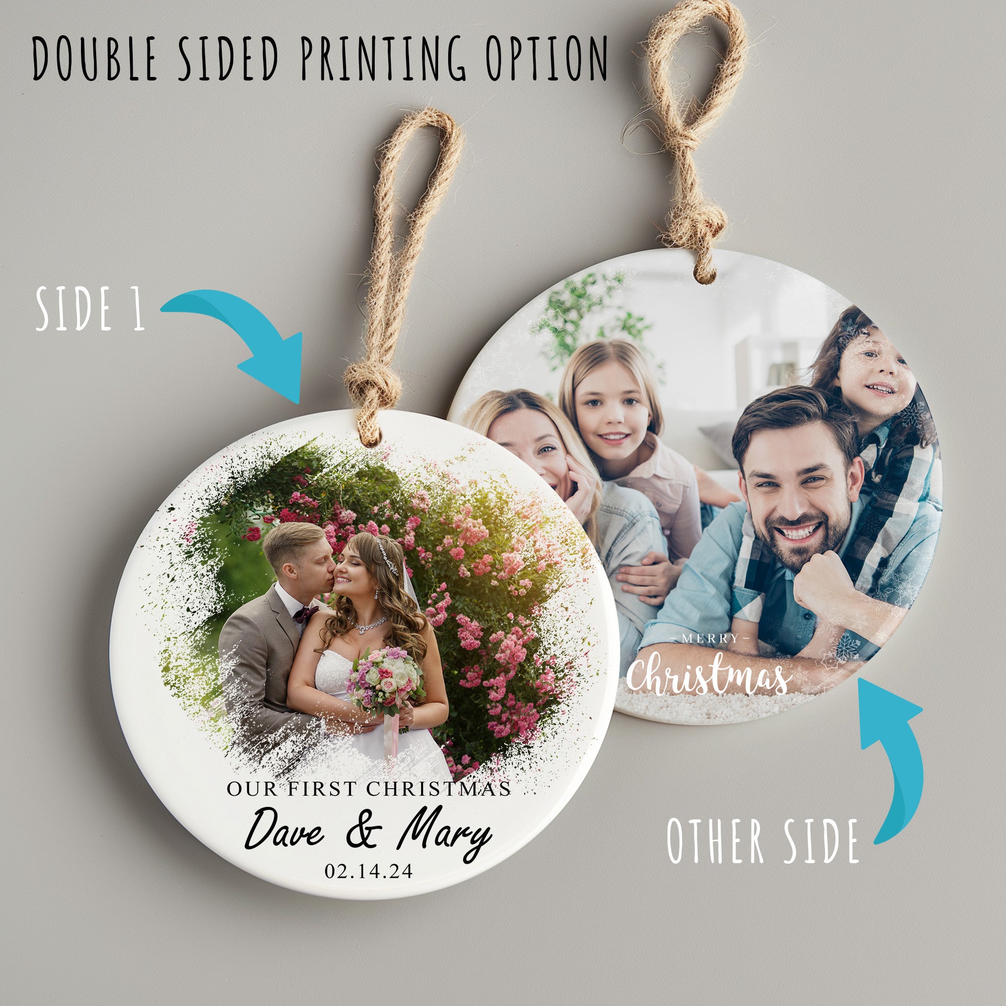 Personalized “Our First Christmas” Ceramic Ornament – Custom Wedding Keepsake for Newlyweds - Image 8