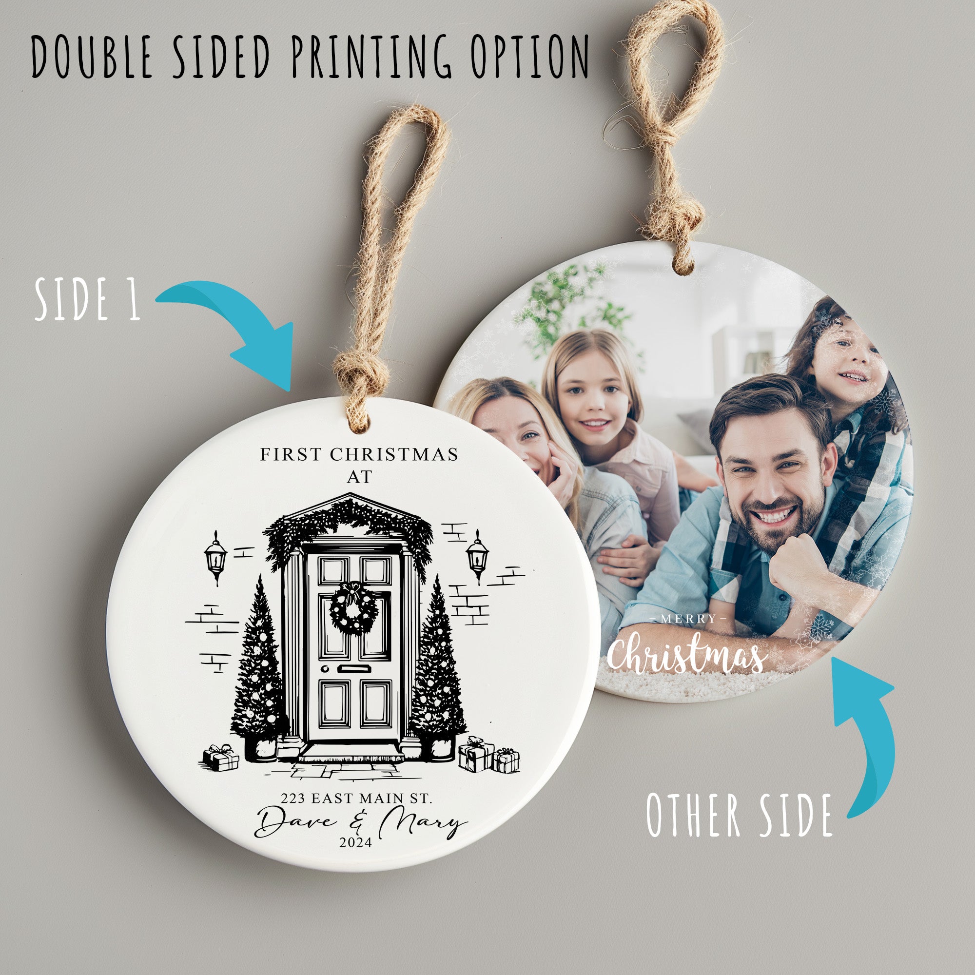 Personalized First Christmas Ceramic Ornament with Custom Address & Names – Premium Handmade Holiday Décor Gift - Image 8