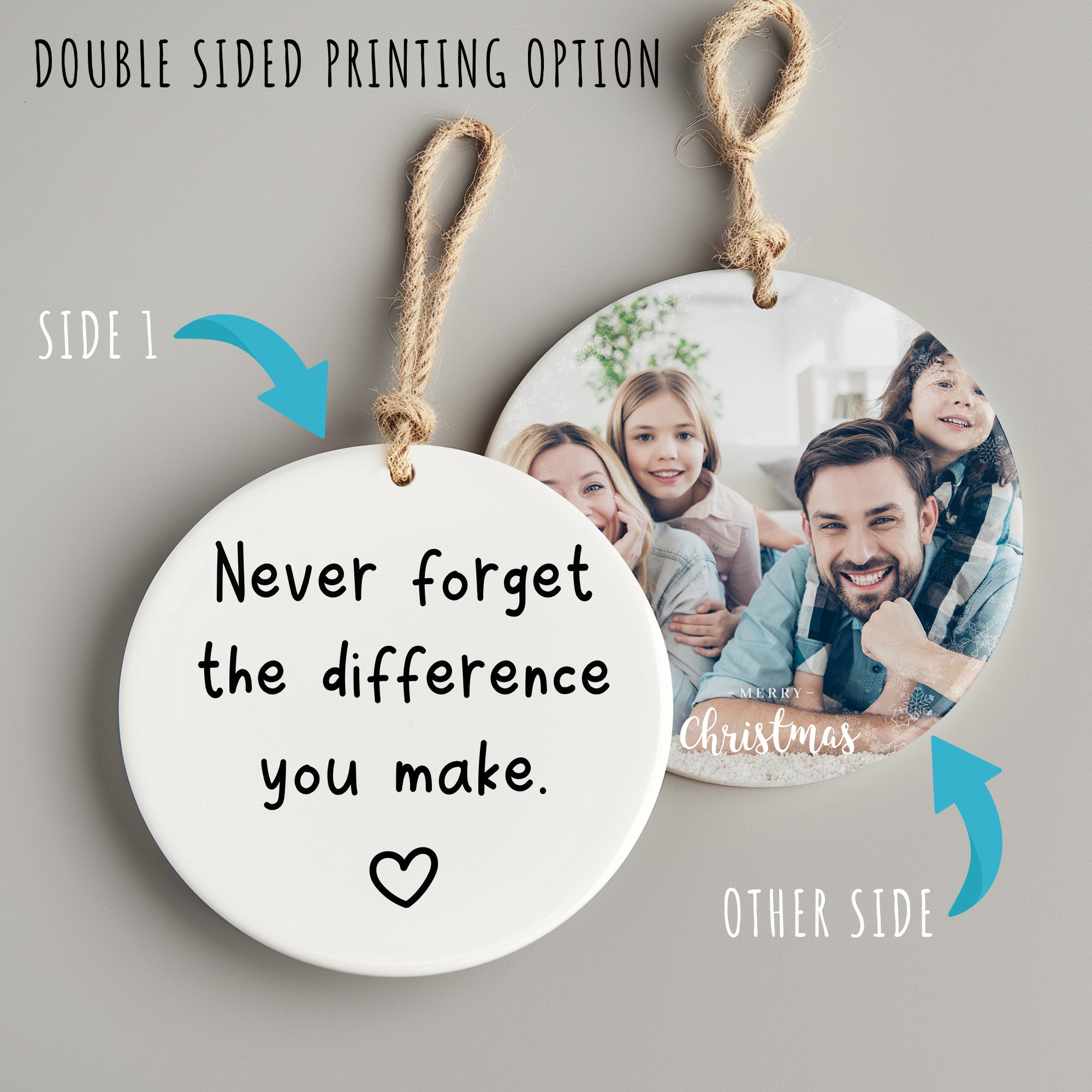 Personalized Ceramic Ornament – "Never Forget the Difference You Make" – Heartwarming Keepsake Gift for Loved Ones - Image 8