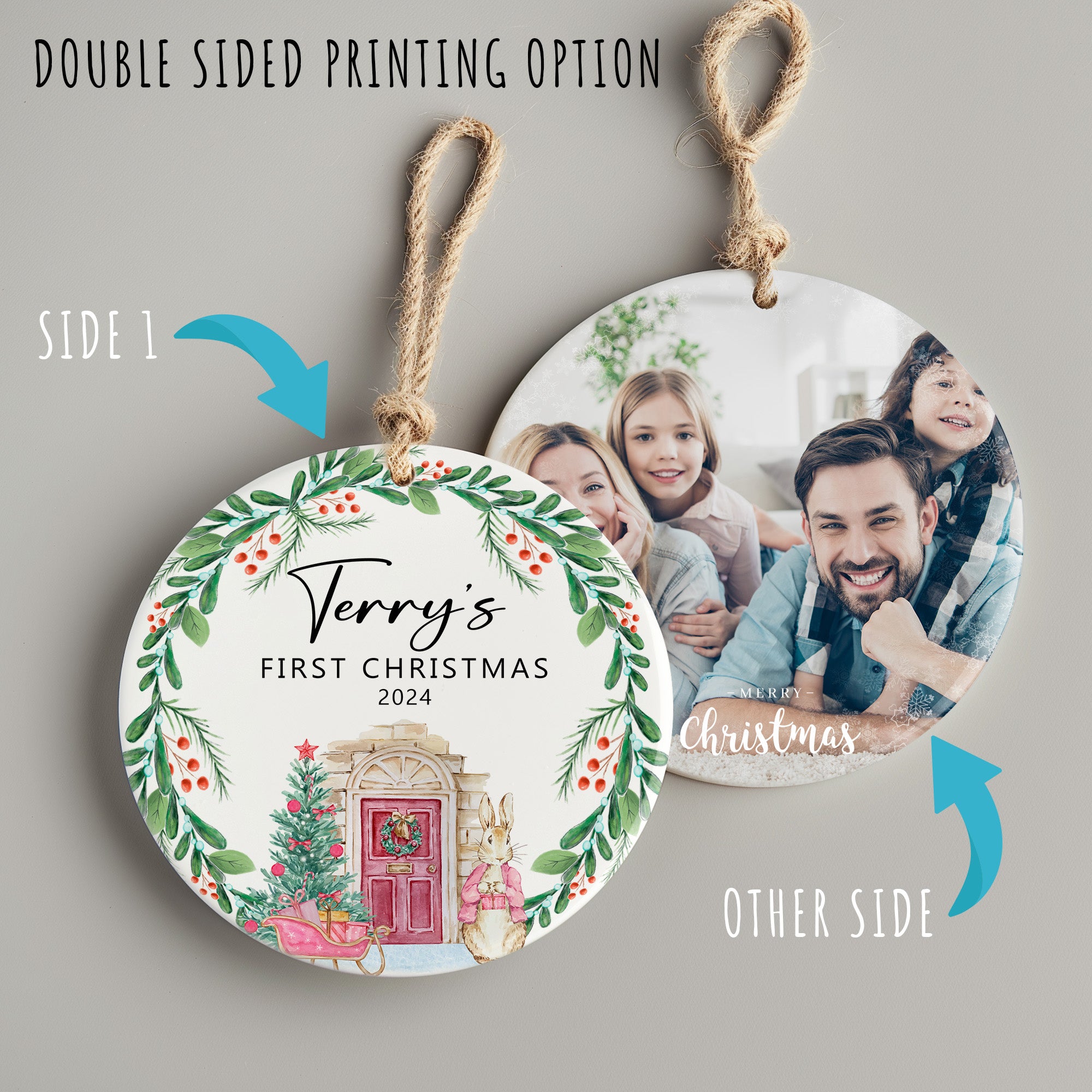 Personalized Ceramic Ornament - "First Christmas" 2024 | Handcrafted Holiday Keepsake for New Baby or Loved Ones - Image 8