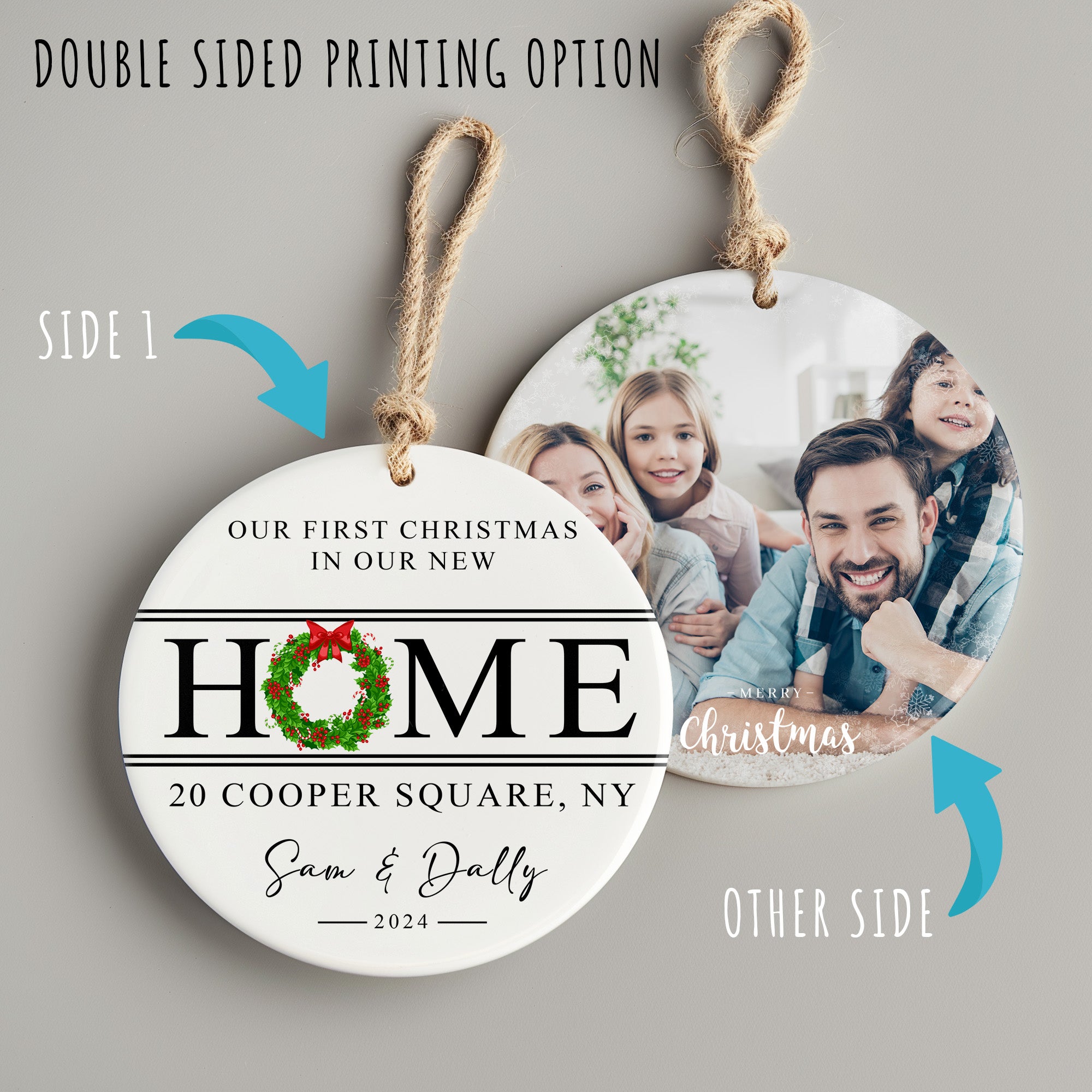Personalized Our First Christmas Ceramic Ornament - New Home Gift with Custom Address and Names - Image 8