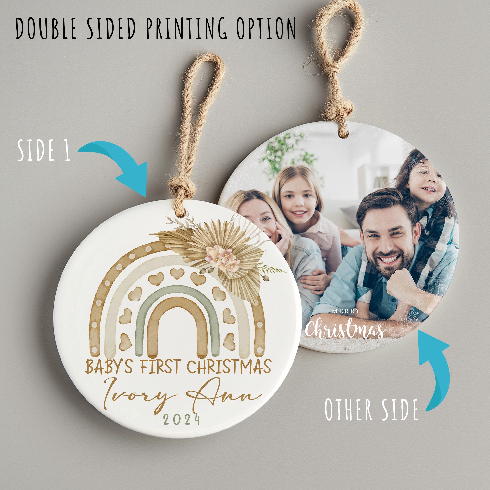Personalized Baby's First Christmas Ornament - Handcrafted Ceramic Keepsake 2024 - Custom Name & Year - Image 8