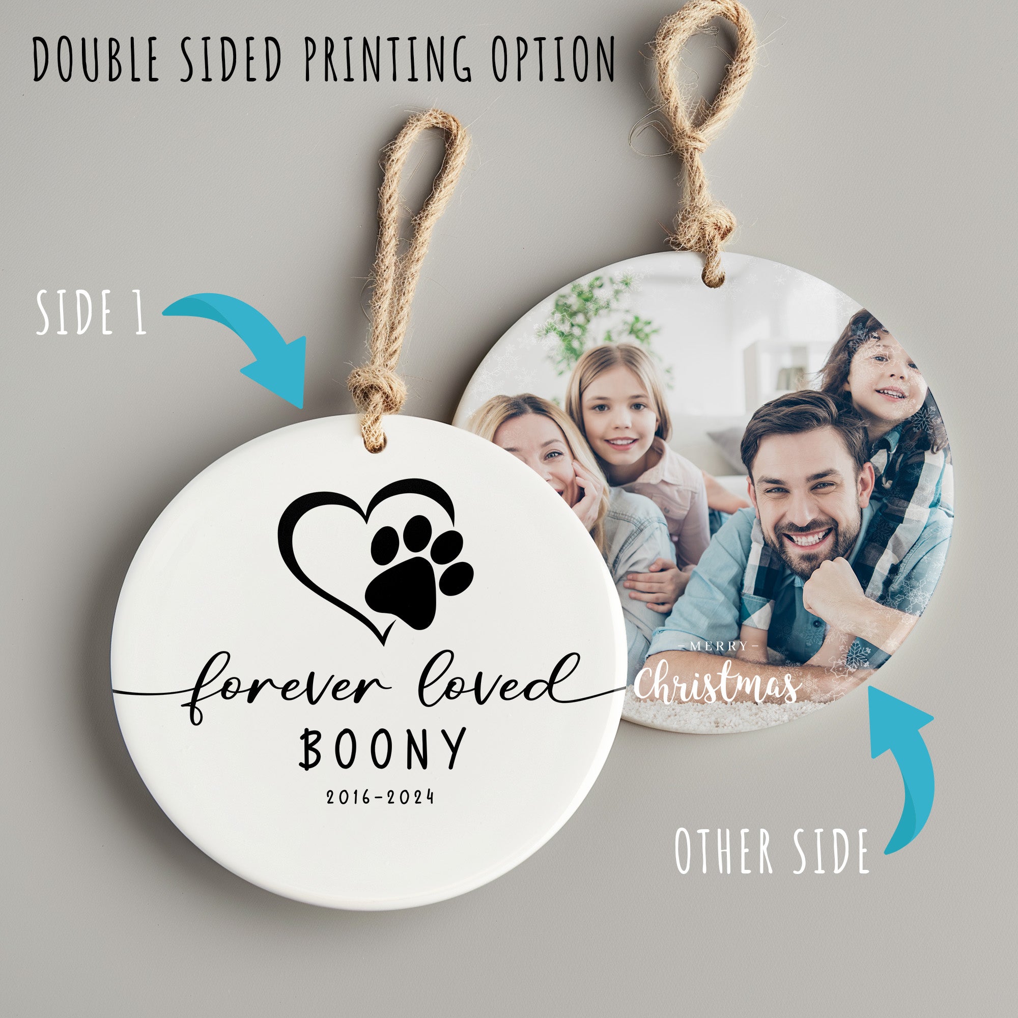 Personalized Memorial Pet Ornament - Custom Ceramic Keepsake with Heart and Paw Design for Pet Loss Remembrance - Image 8