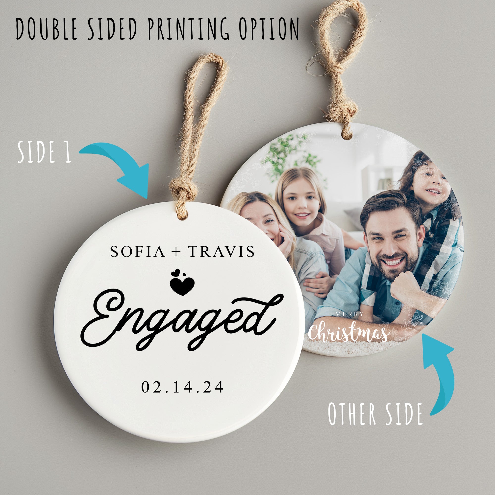 Elegant Personalized Engagement Ornament - Custom Ceramic Keepsake for Couples with Date - Image 8