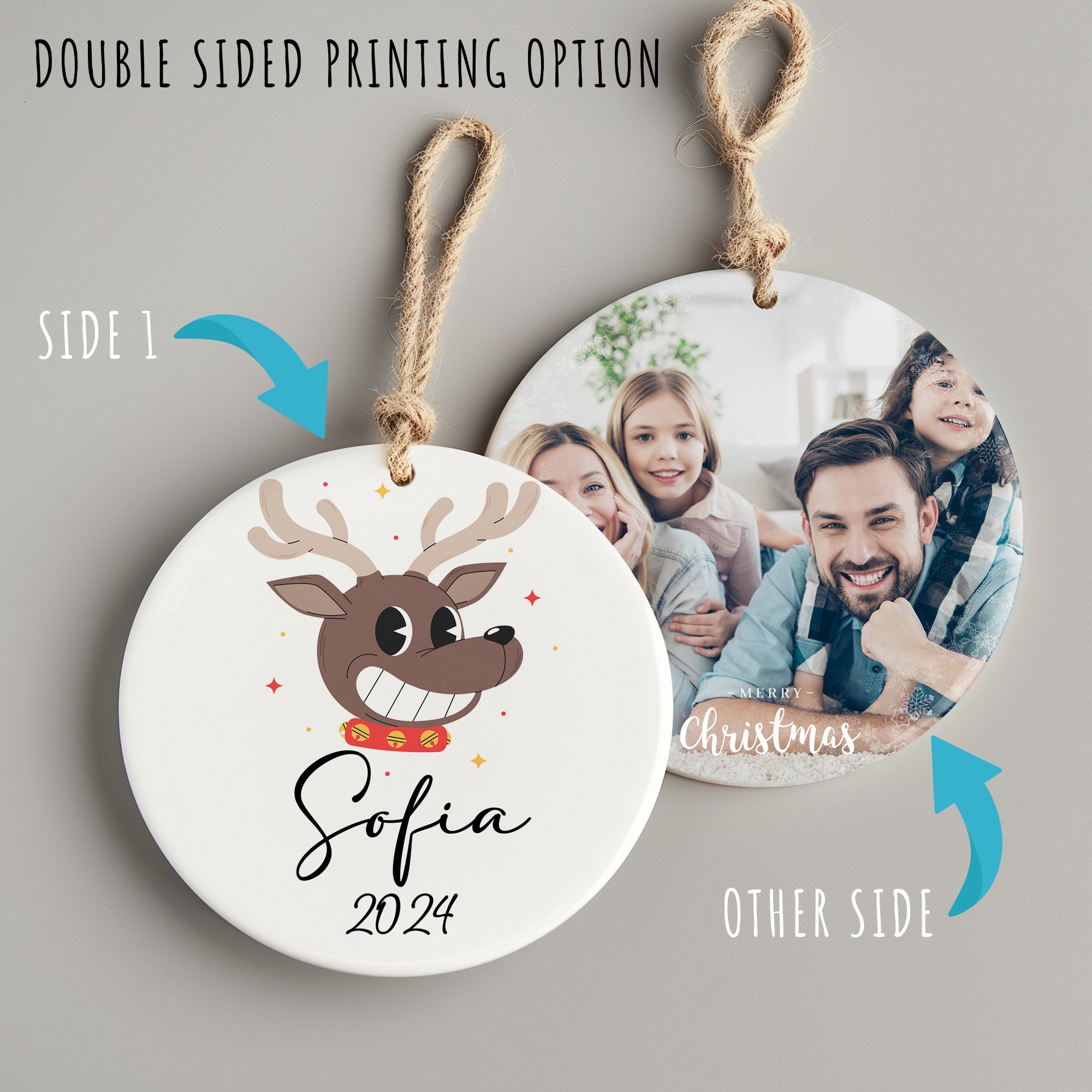 Personalized Reindeer Ceramic Ornament 2024 with Custom Name – Perfect Gift for Christmas and Holidays - Image 8