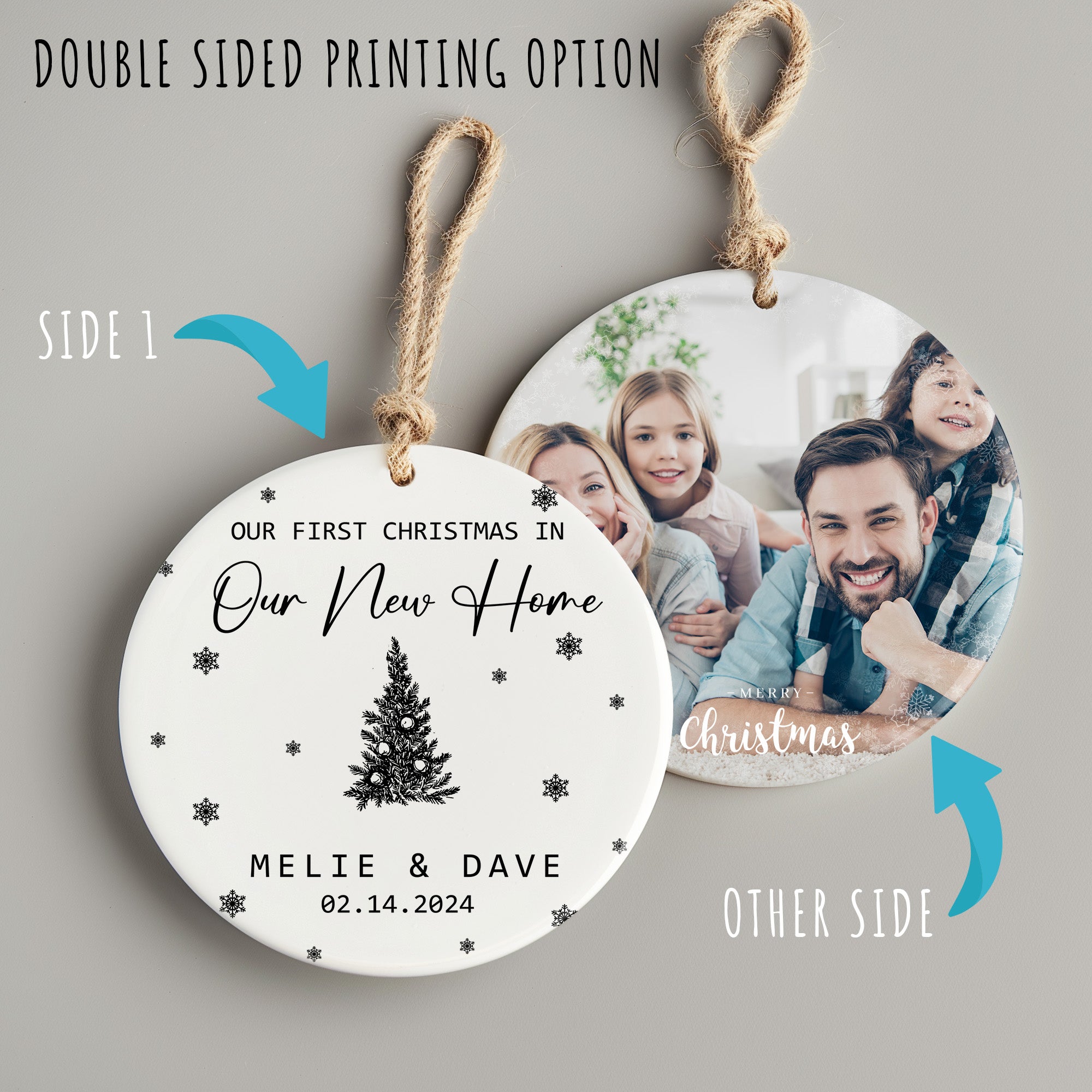 Personalized "Our First Christmas in Our New Home" Ceramic Ornament - Custom Date & Names, Perfect Keepsake Gift - Image 8