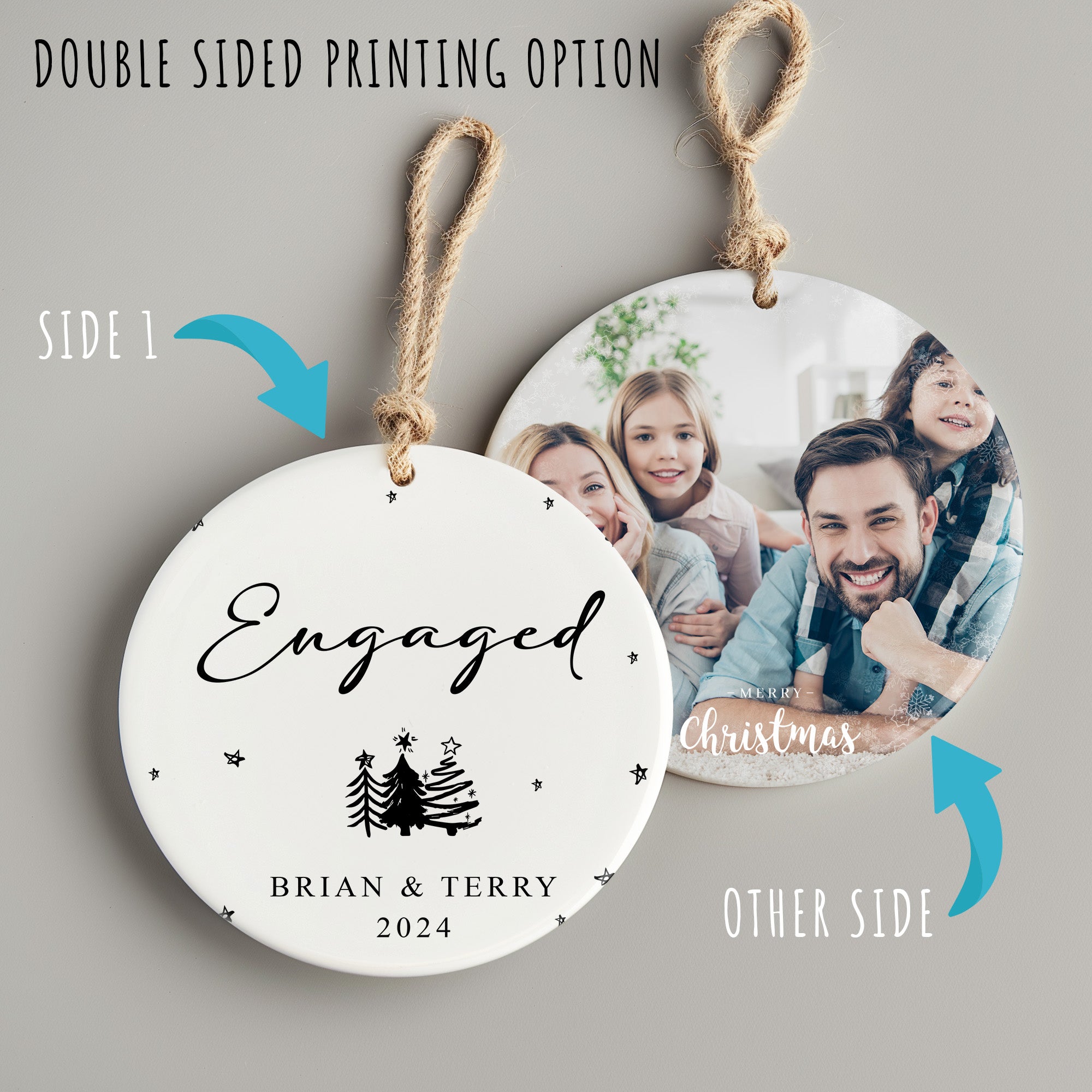 Personalized "Engaged" Ceramic Ornament - Custom Christmas Keepsake Gift for Couples 2024 - Image 8