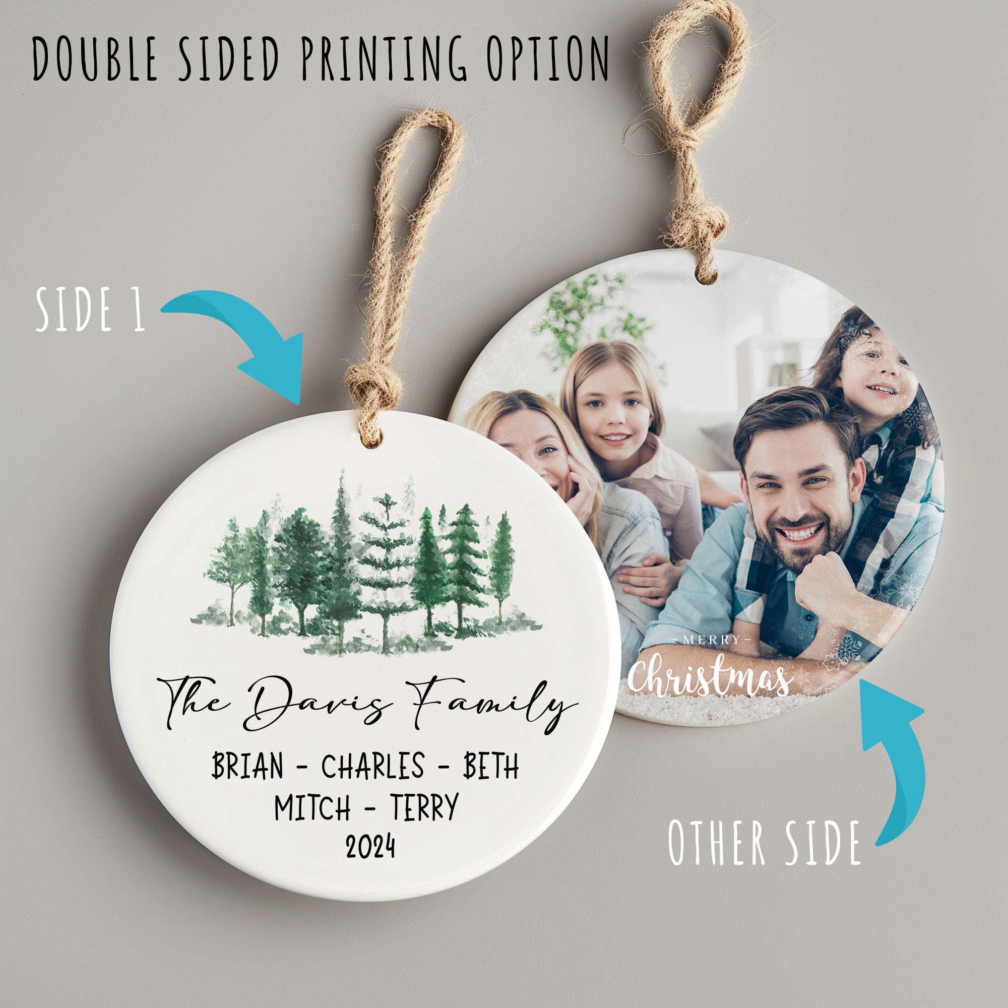 Personalized Family Evergreen Ceramic Ornament - Custom Names & Year - Handmade Gift for Holidays and Special Occasions - Image 8