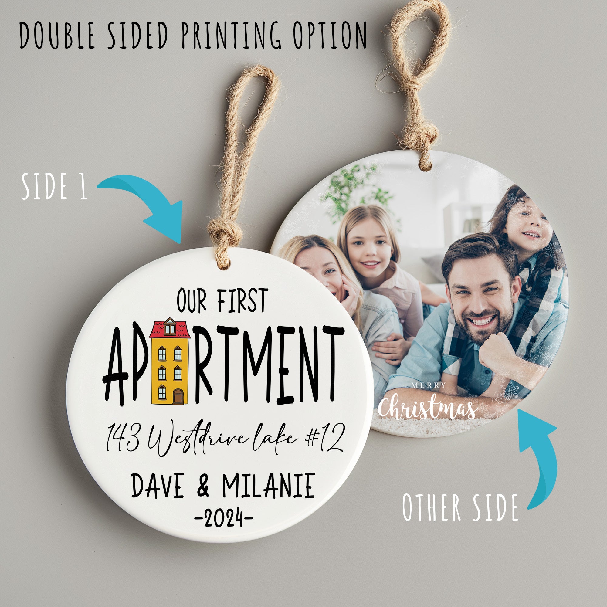 Personalized "Our First Apartment" Ceramic Ornament - Customizable Keepsake for New Homeowners, Handmade 2024 Memento - Image 8