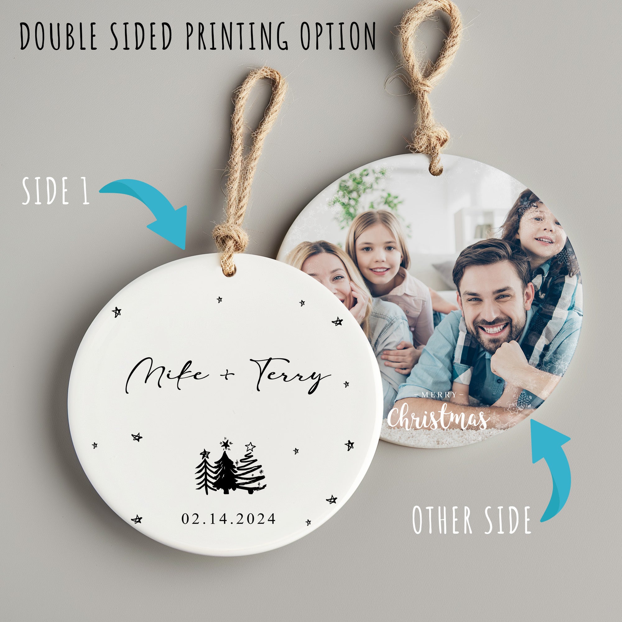 Personalized Ceramic Ornament with Custom Names and Date - Perfect for Celebrations, Anniversaries & Holidays - Image 8