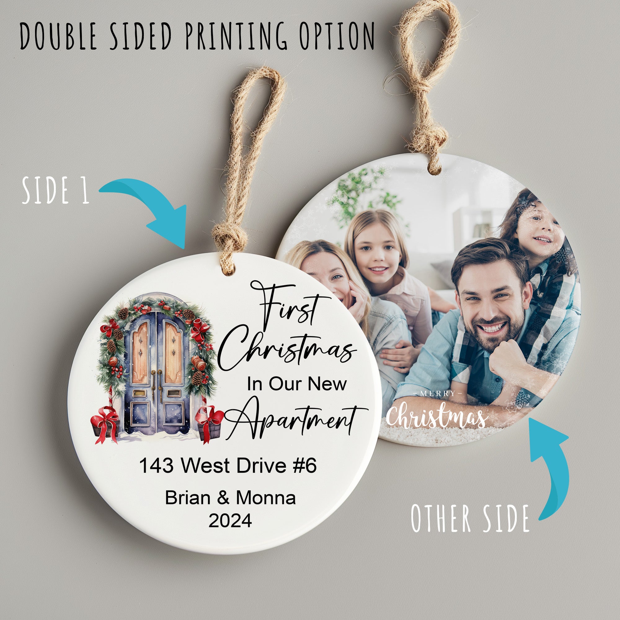 Personalized First Christmas in Our New Apartment Ornament – Custom Ceramic Keepsake for Couples, Family, Friends, or New Homeowners - Image 8