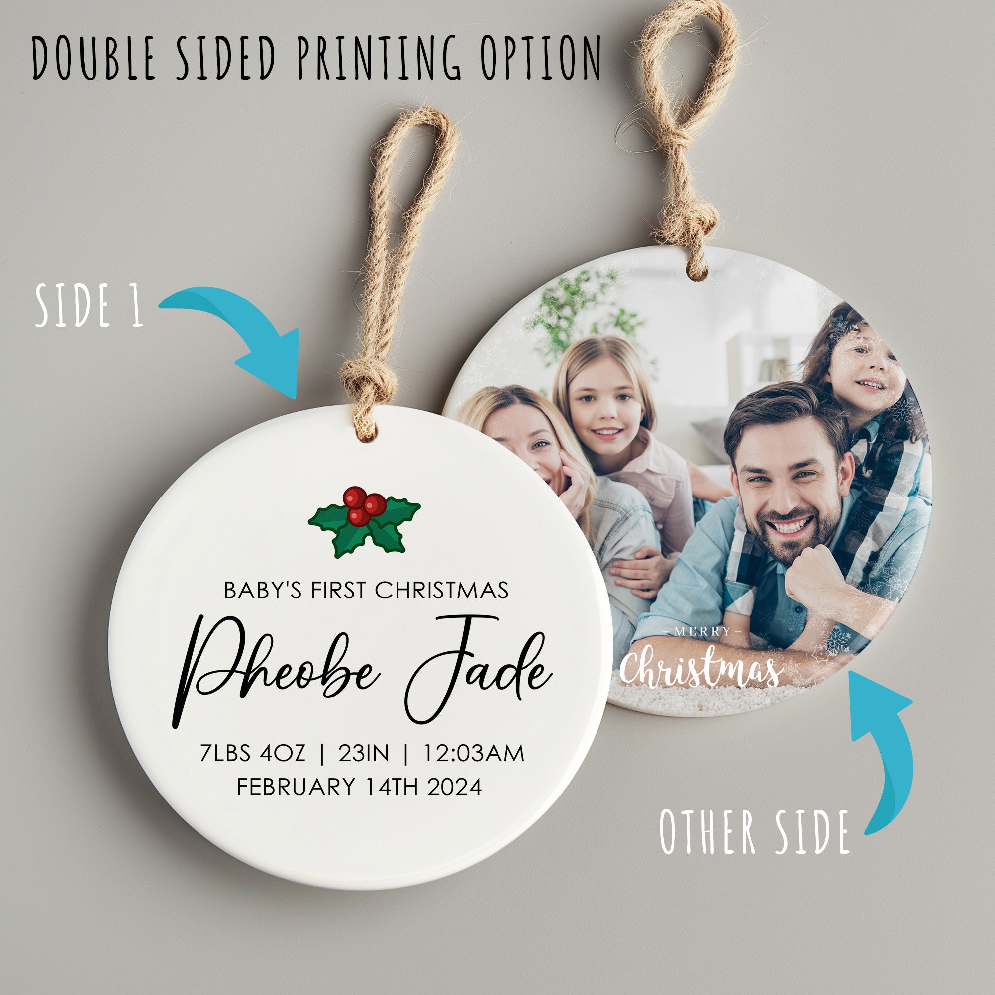 Personalized Baby's First Christmas Ceramic Ornament – Custom Name & Birth Details Keepsake Gift - Image 8